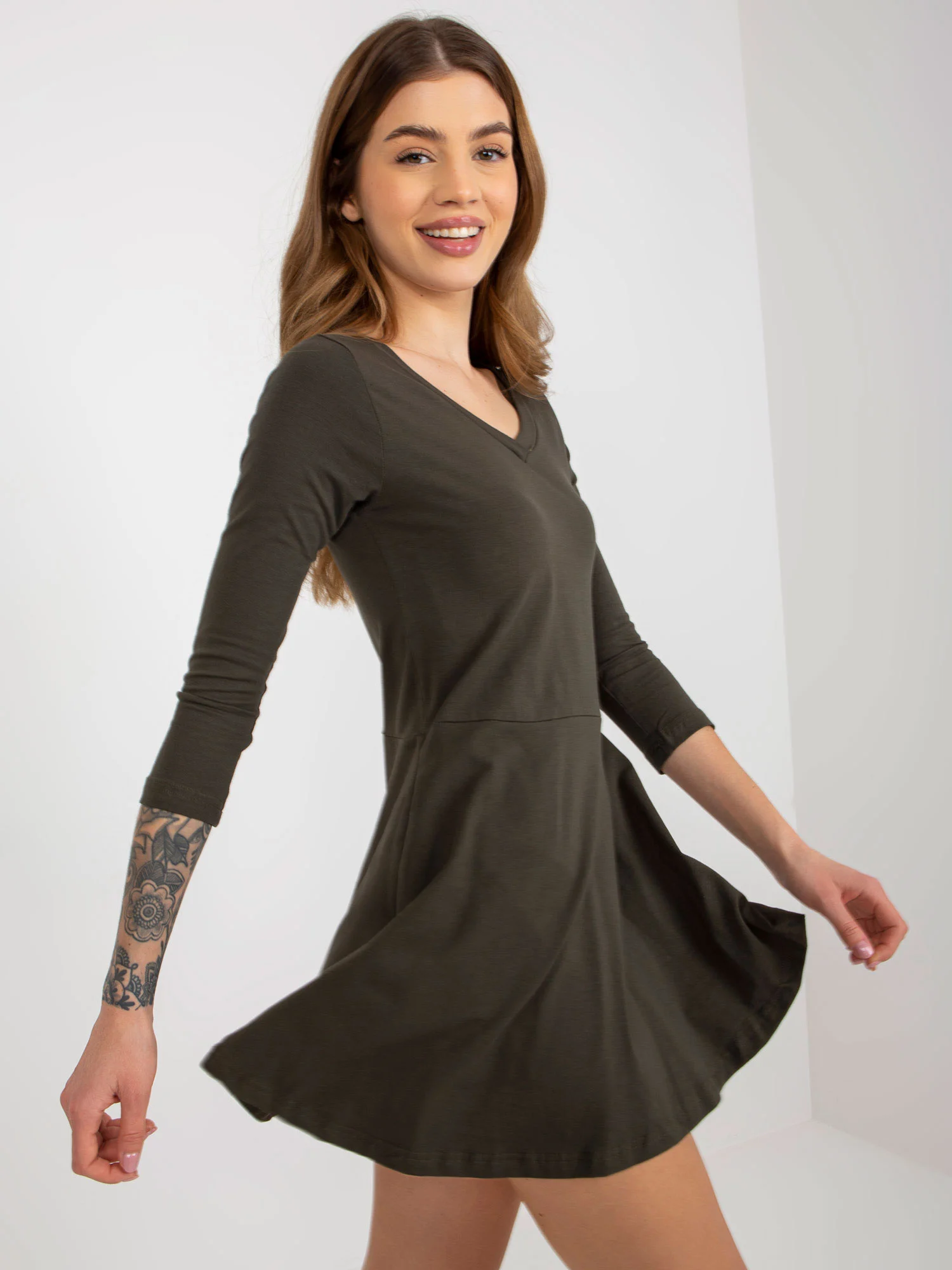 Rochie Dama Mini, Lejera, Lily Rose, Khaki - imagine 3
