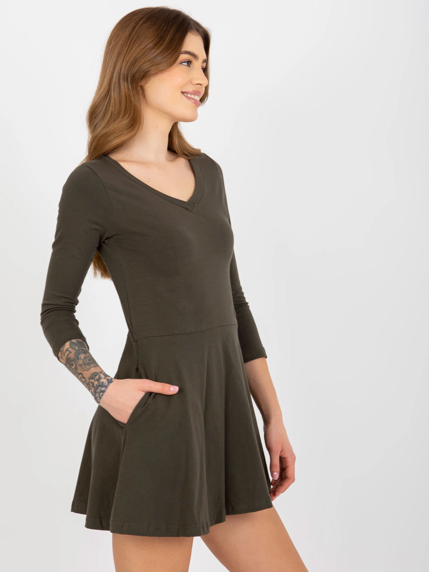 Rochie Dama Mini, Lejera, Lily Rose, Khaki - imagine 5