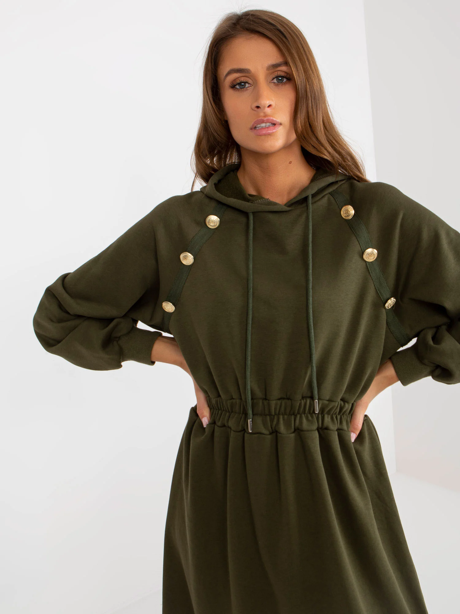 Rochie Dama Maxi, Lejera, RELEVANCE, Khaki Eleganta Office - Image 7