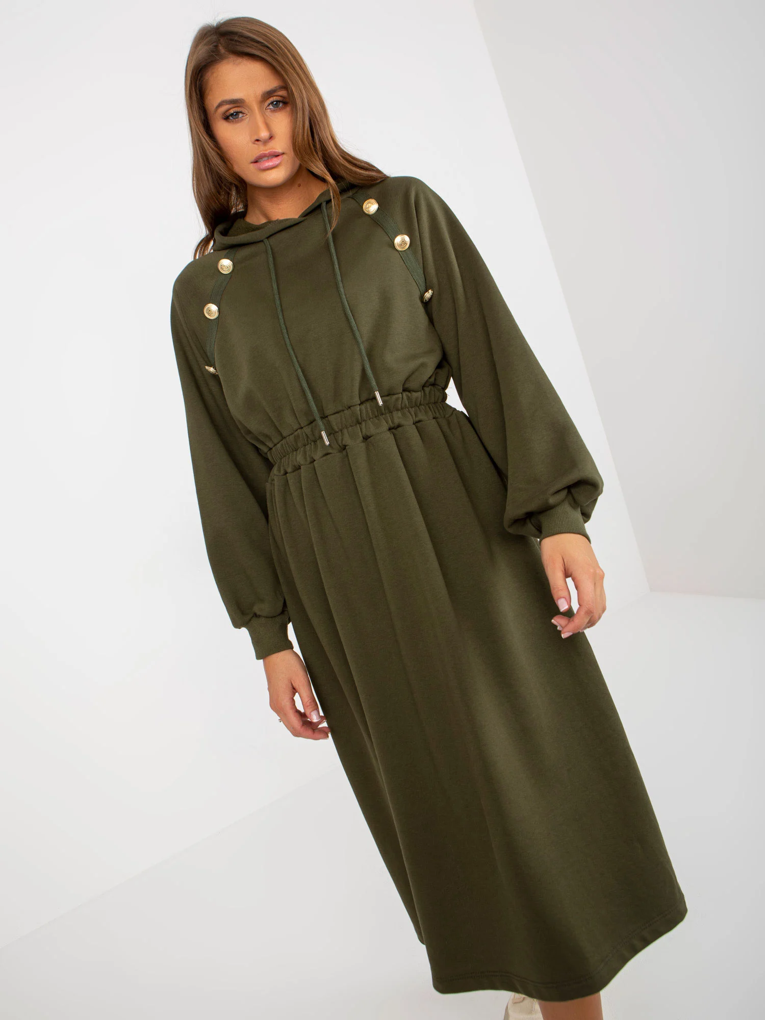 Rochie Dama Maxi, Lejera, RELEVANCE, Khaki Eleganta Office - Image 5