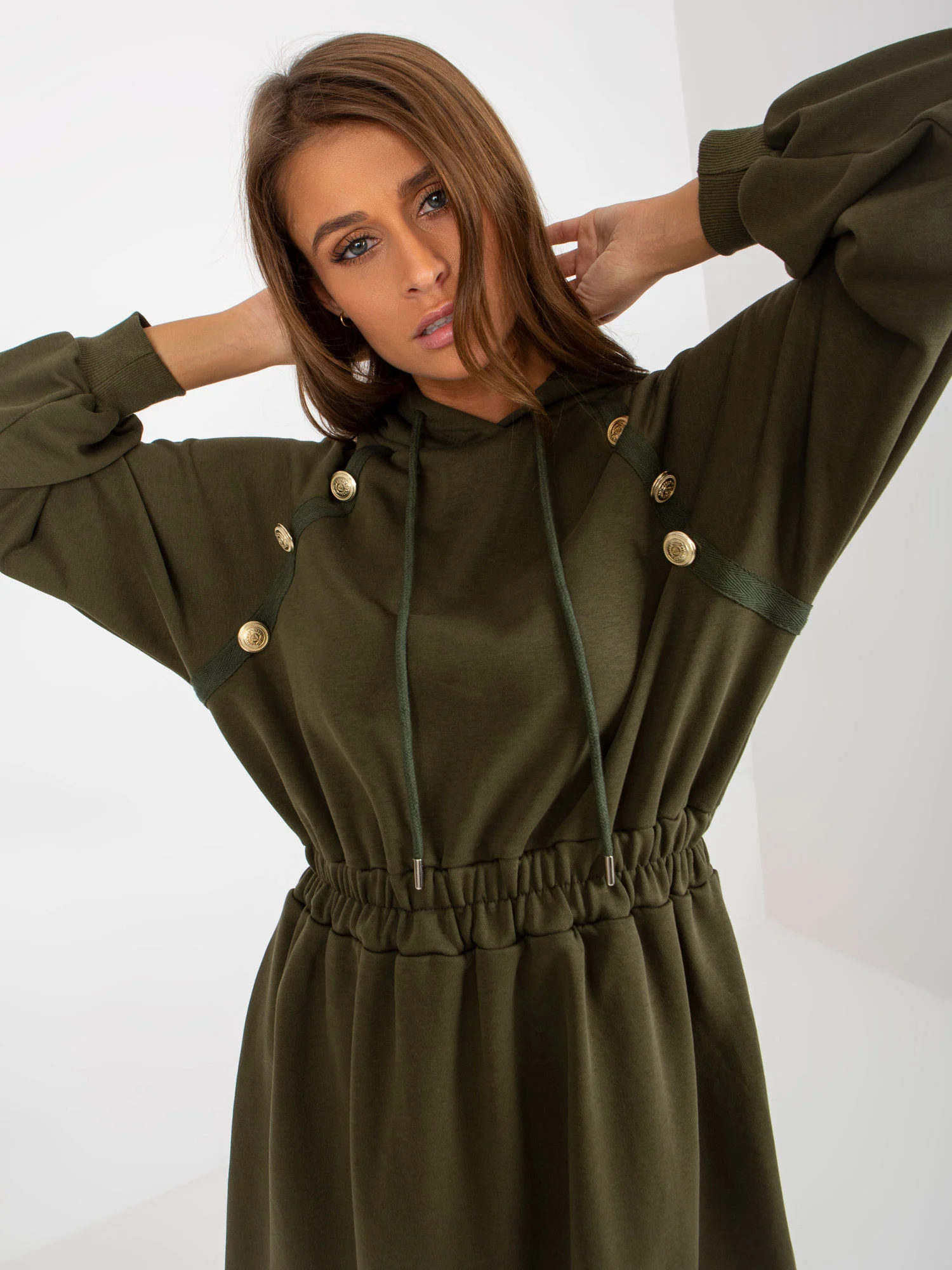 Rochie Dama Maxi, Lejera, RELEVANCE, Khaki Eleganta Office - Image 2