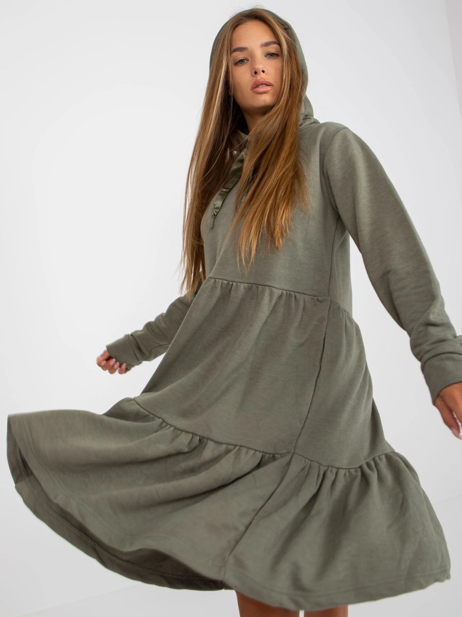 Rochie Dama Maxi, Lejera, Fresh Made, Khaki Eleganta Office - Image 7