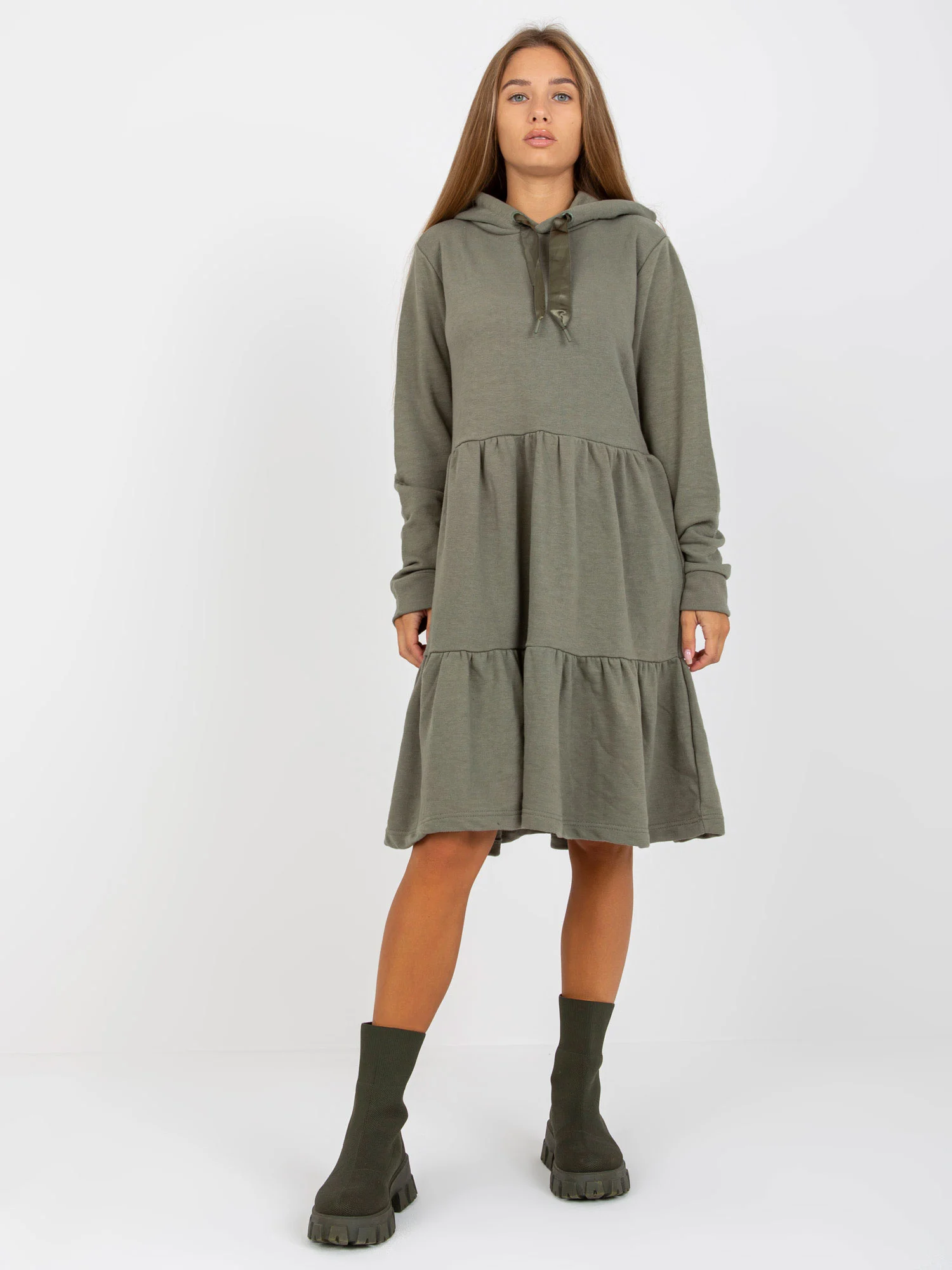 Rochie Dama Maxi, Lejera, Fresh Made, Khaki Eleganta Office - Image 5