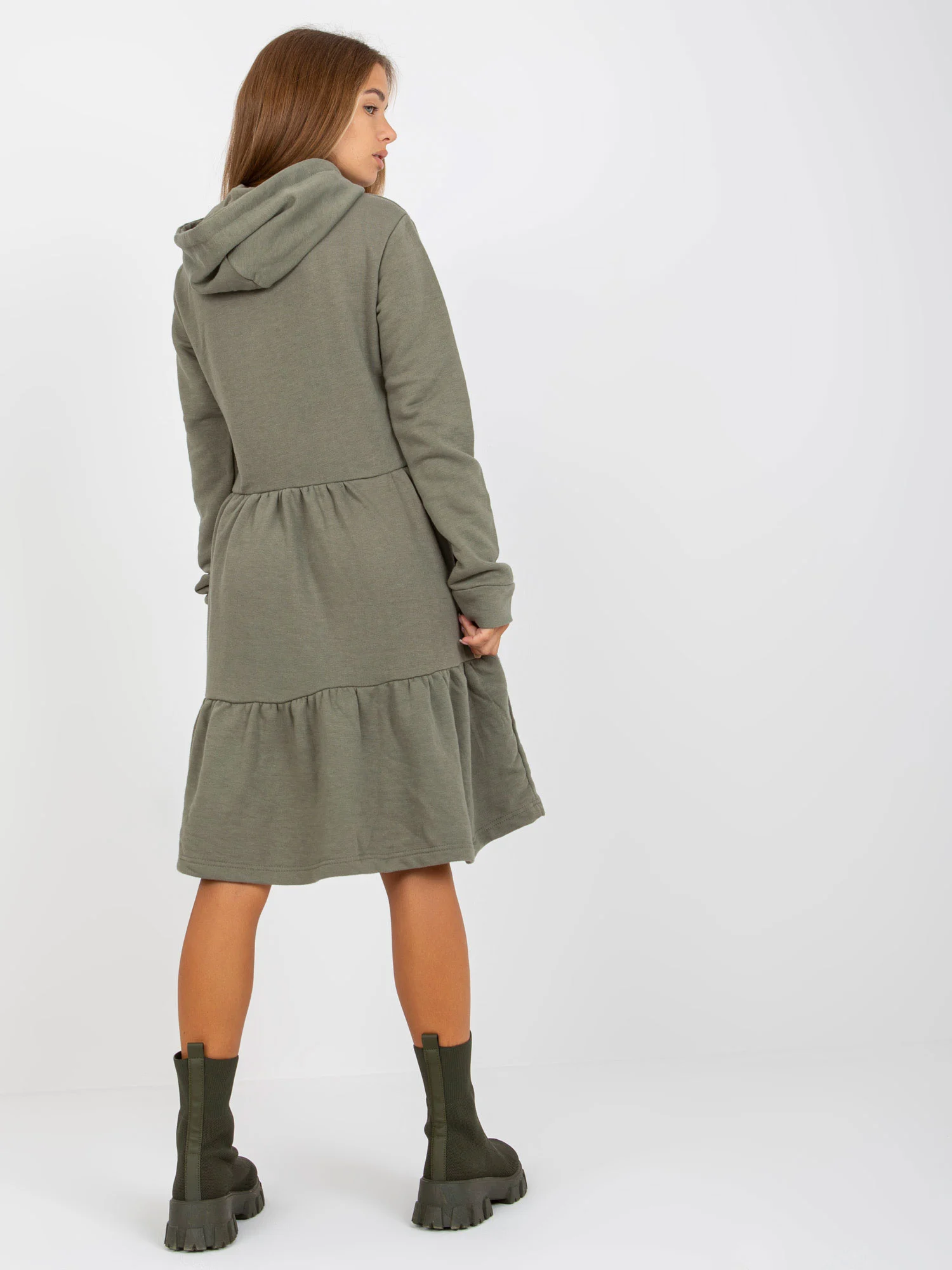 Rochie Dama Maxi, Lejera, Fresh Made, Khaki Eleganta Office - Image 4