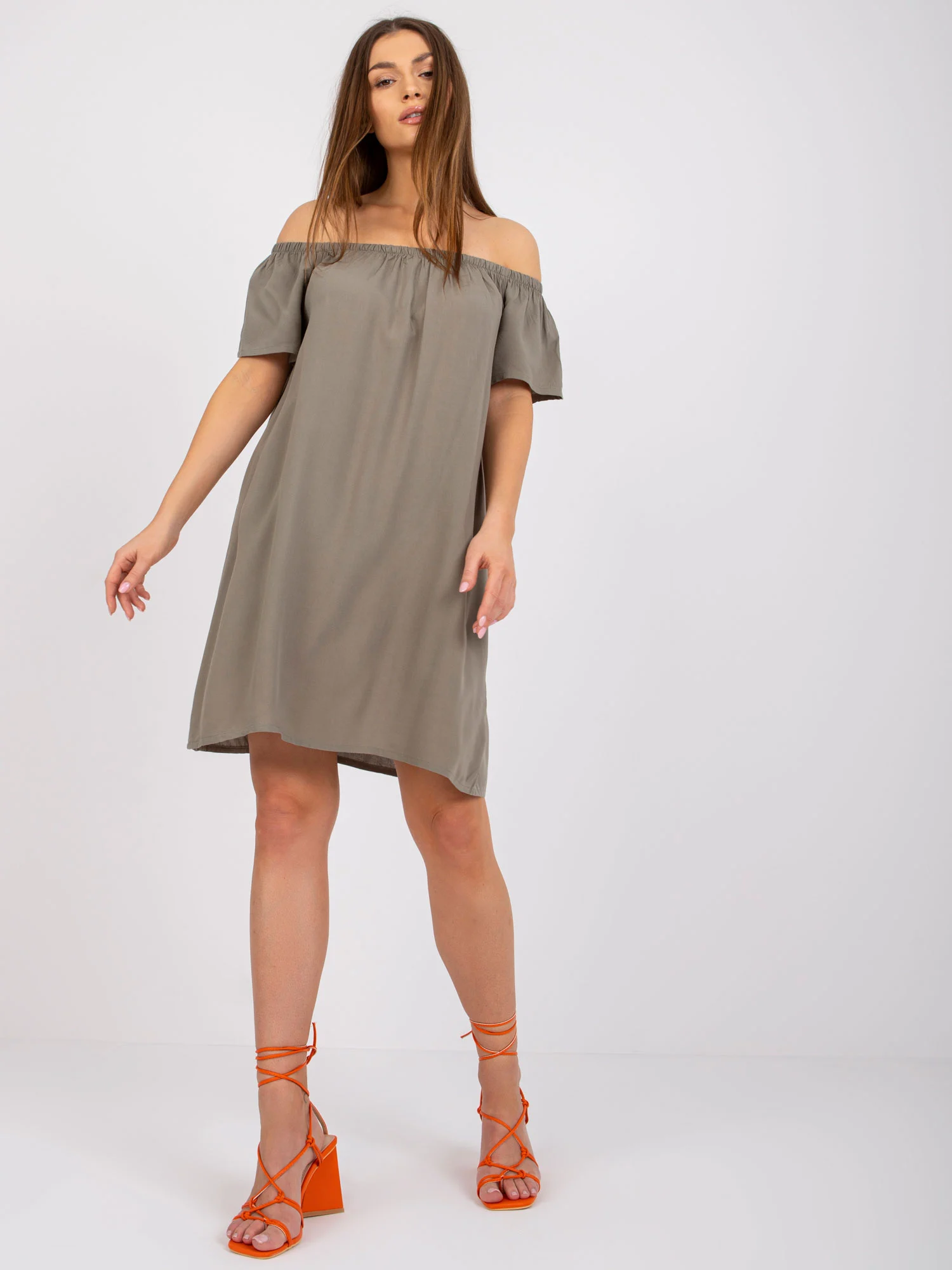 Rochie Dama Mini, Rochie dreapta, Fresh Made, Khaki Casual - imagine 3