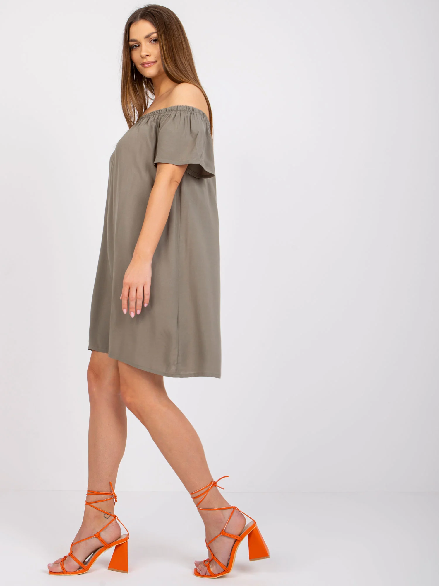 Rochie Dama Mini, Rochie dreapta, Fresh Made, Khaki Casual - imagine 4