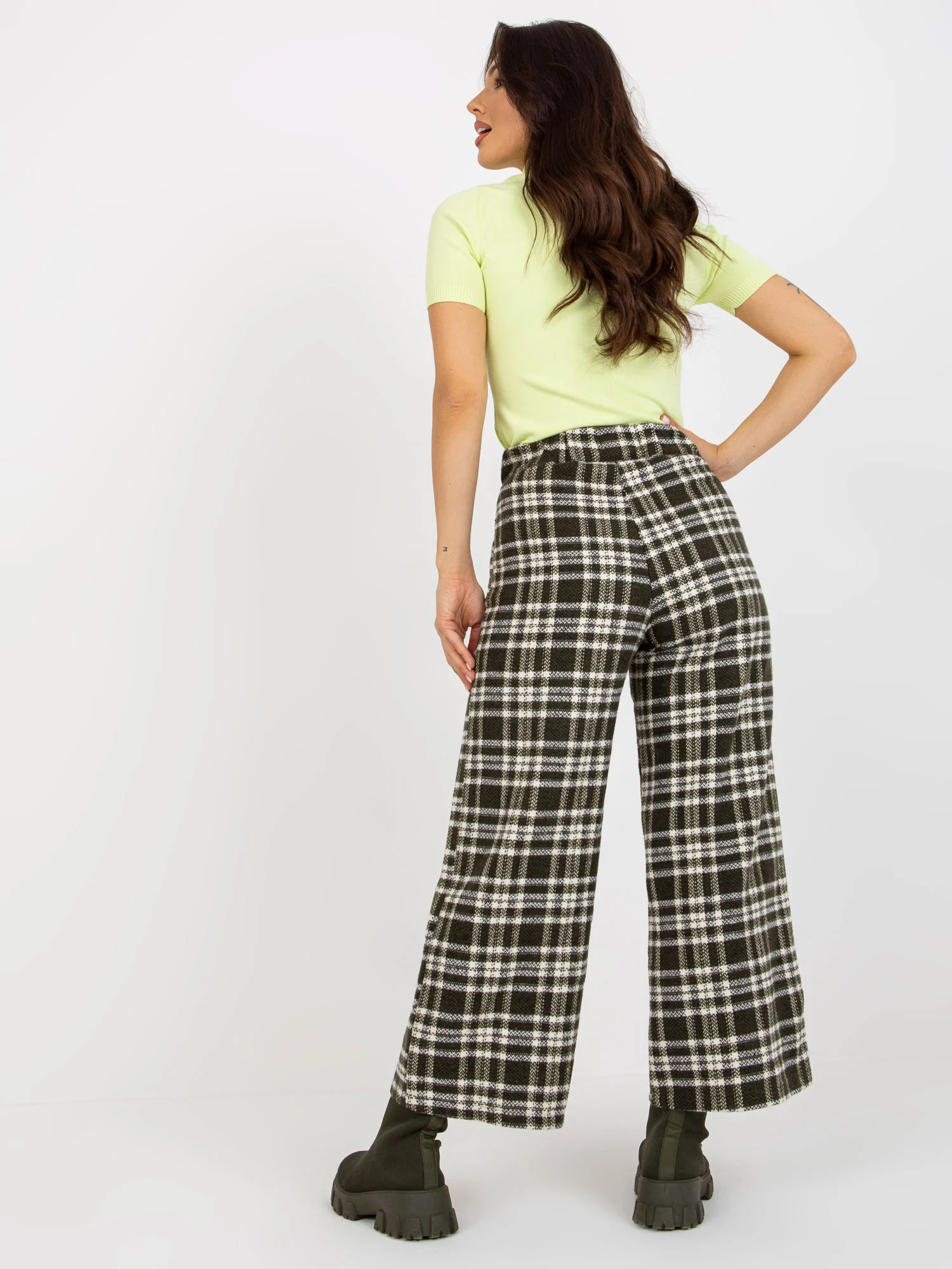 Pantaloni Dama Carouri, Larga, LAKERTA, Khaki Eleganta Office - imagine 5