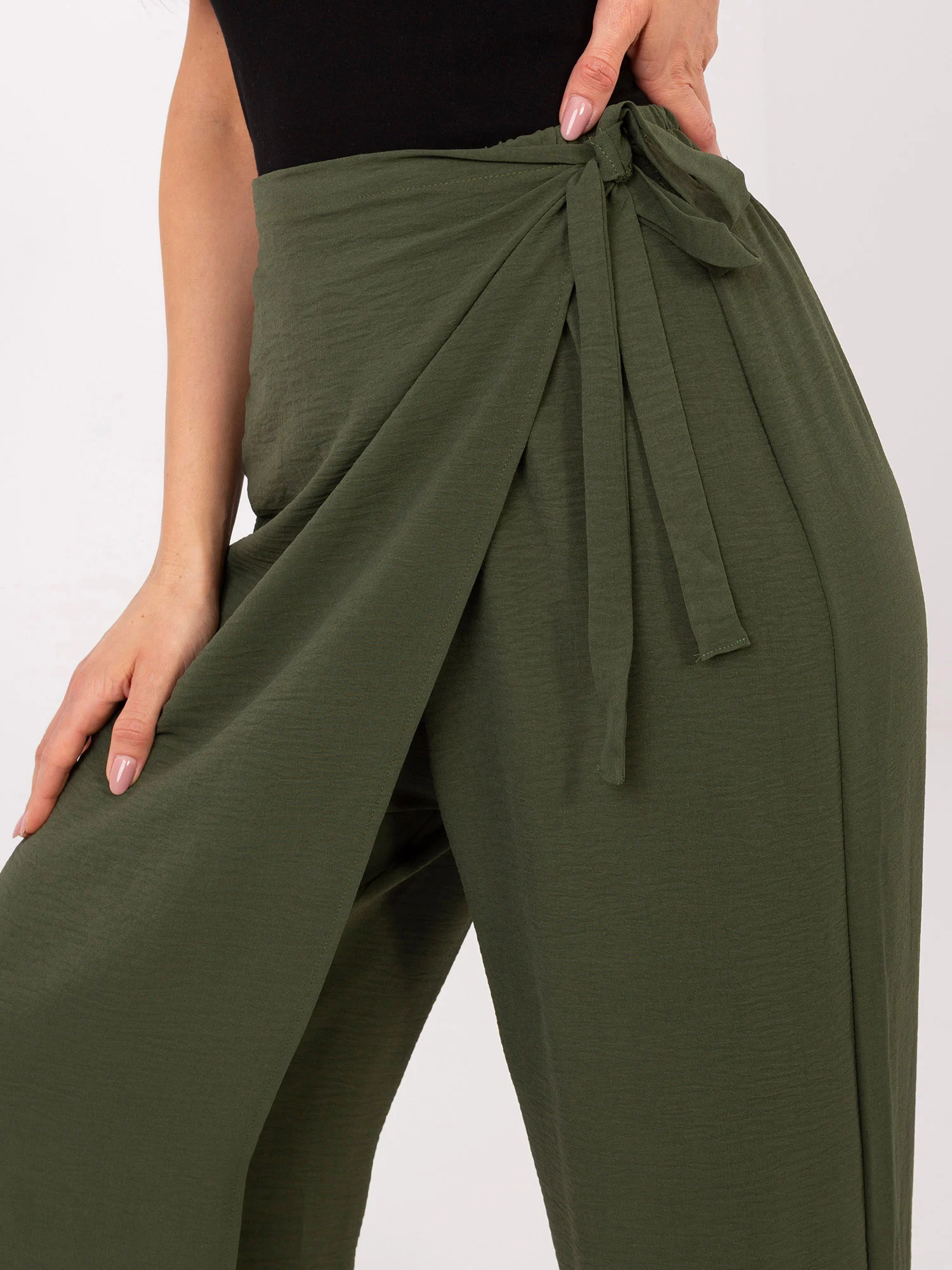 Pantaloni Dama Lunga, Larga, Miss kimery, Khaki Eleganta Office - imagine 2