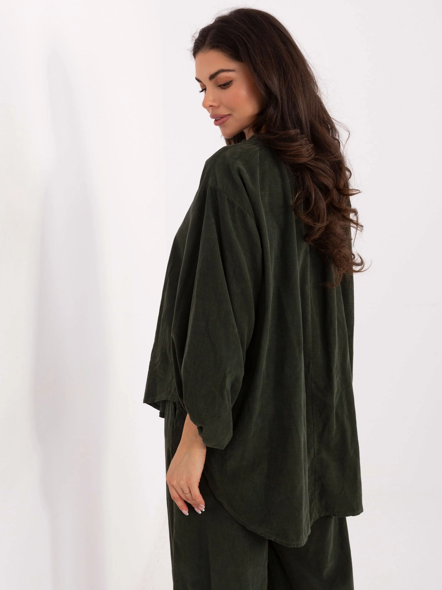 Camasa Dama Maneca lunga, Decolteu in V, ITALY MODA, Khaki Casual - imagine 4