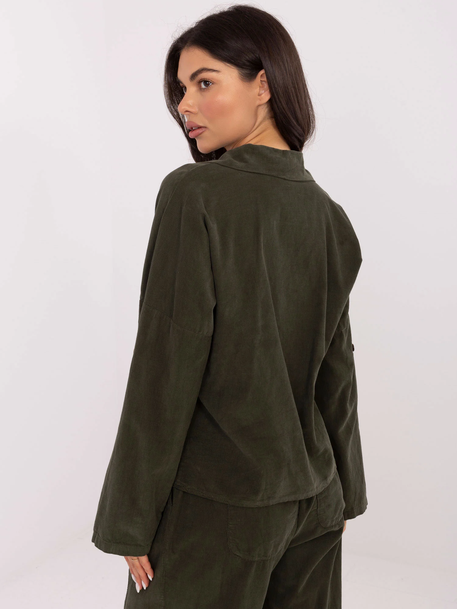 Camasa Dama Maneca lunga, Dungi, ITALY MODA, Khaki Casual - imagine 2