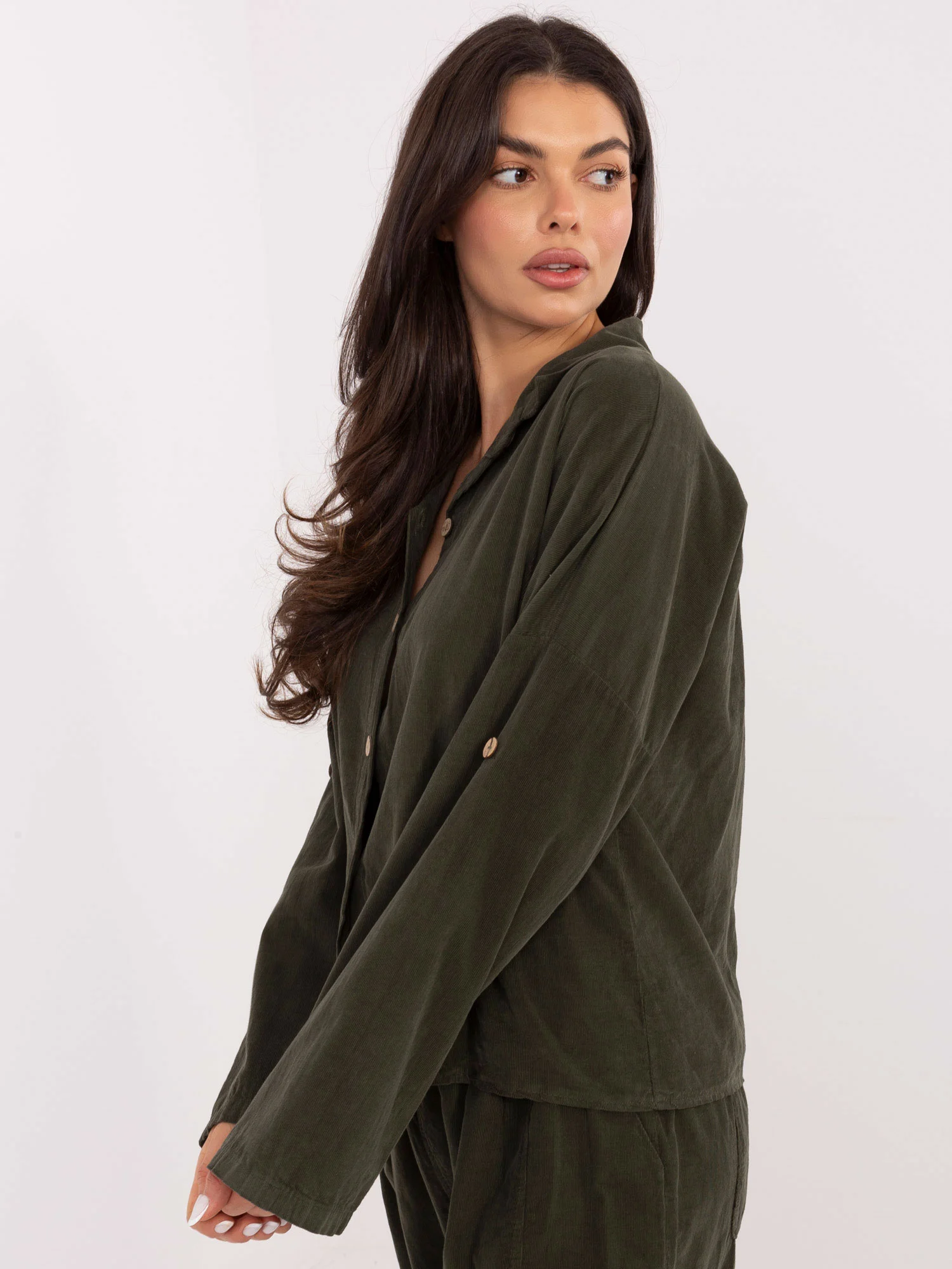 Camasa Dama Maneca lunga, Dungi, ITALY MODA, Khaki Casual - imagine 3