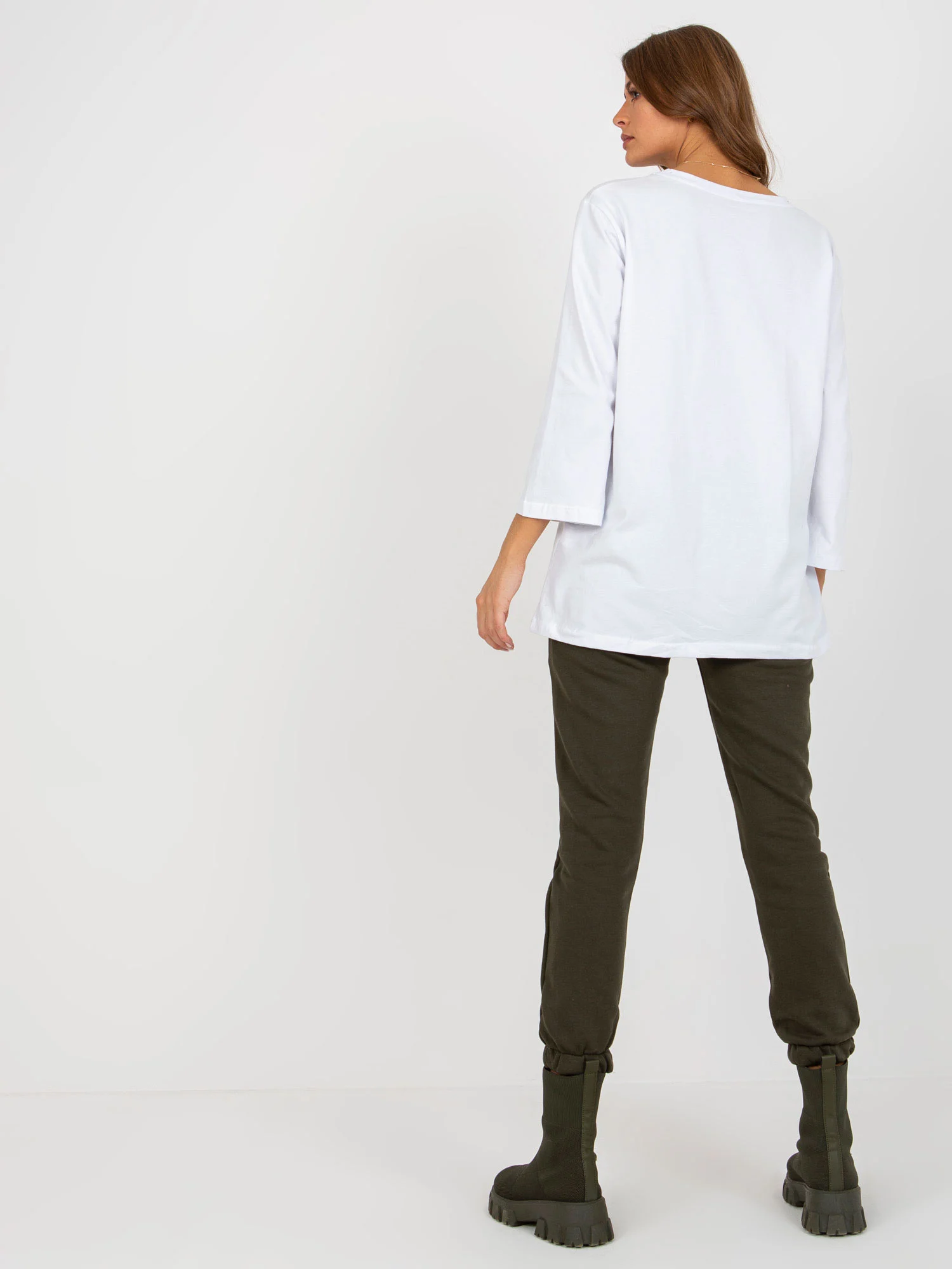 Compleu Dama Mini, Mansete elastice, ex moda, Khaki Casual - imagine 4