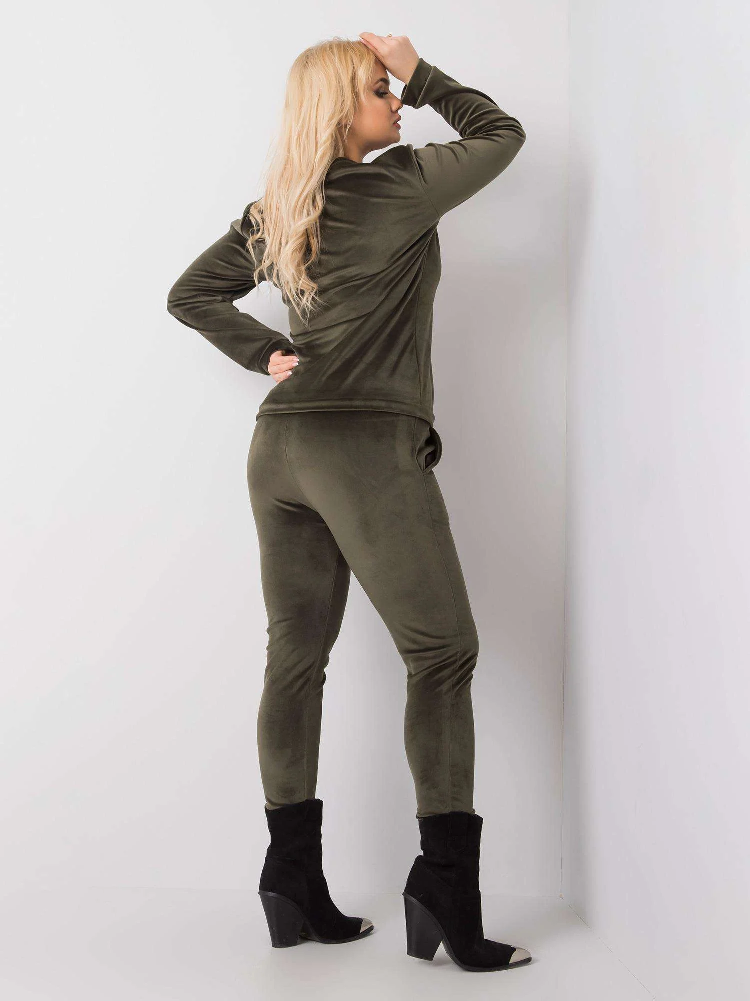 Compleu Dama Maneca lunga, Decolteu rotund, RELEVANCE, Khaki Marimi Mari - imagine 5