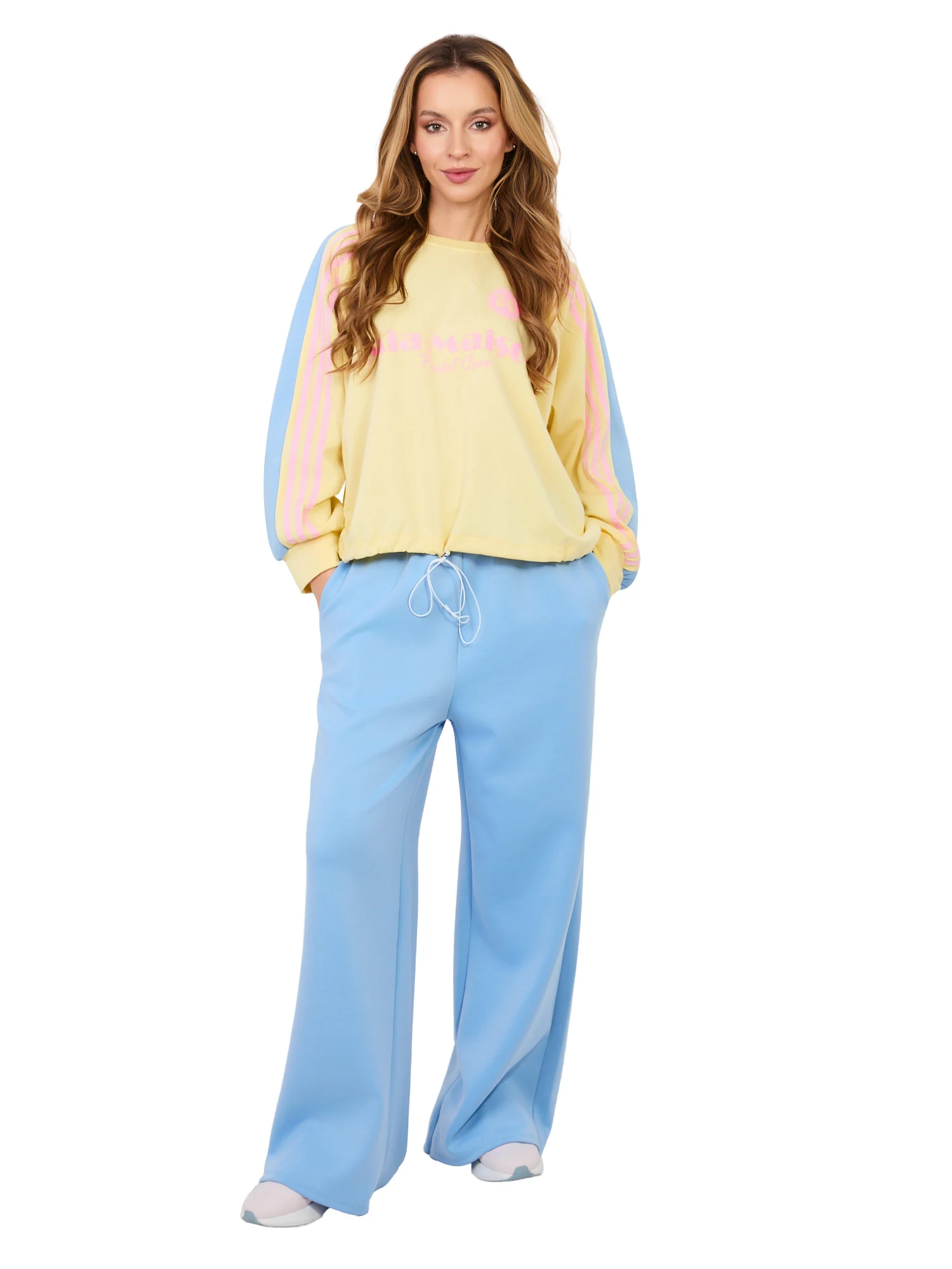 Compleu Dama Maneca lunga, Larga, RUE PARIS, Albastru Casual - imagine 3