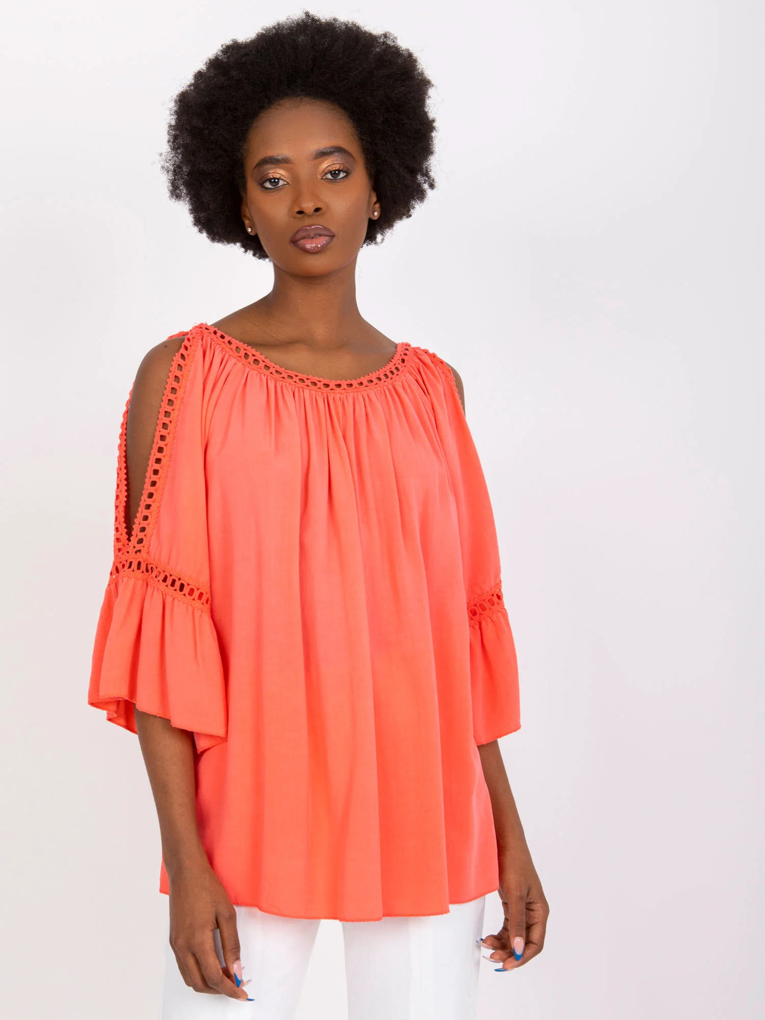 Bluza Dama Maneca 3/4, Boho, Och Bella, Coral Casual - imagine 2