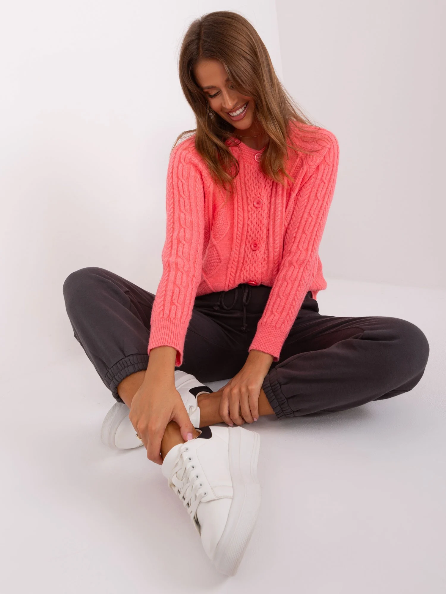 Pulover Dama Maneca lunga, Decolteu rotund, Wool Fashion Italia, Coral Casual - imagine 3