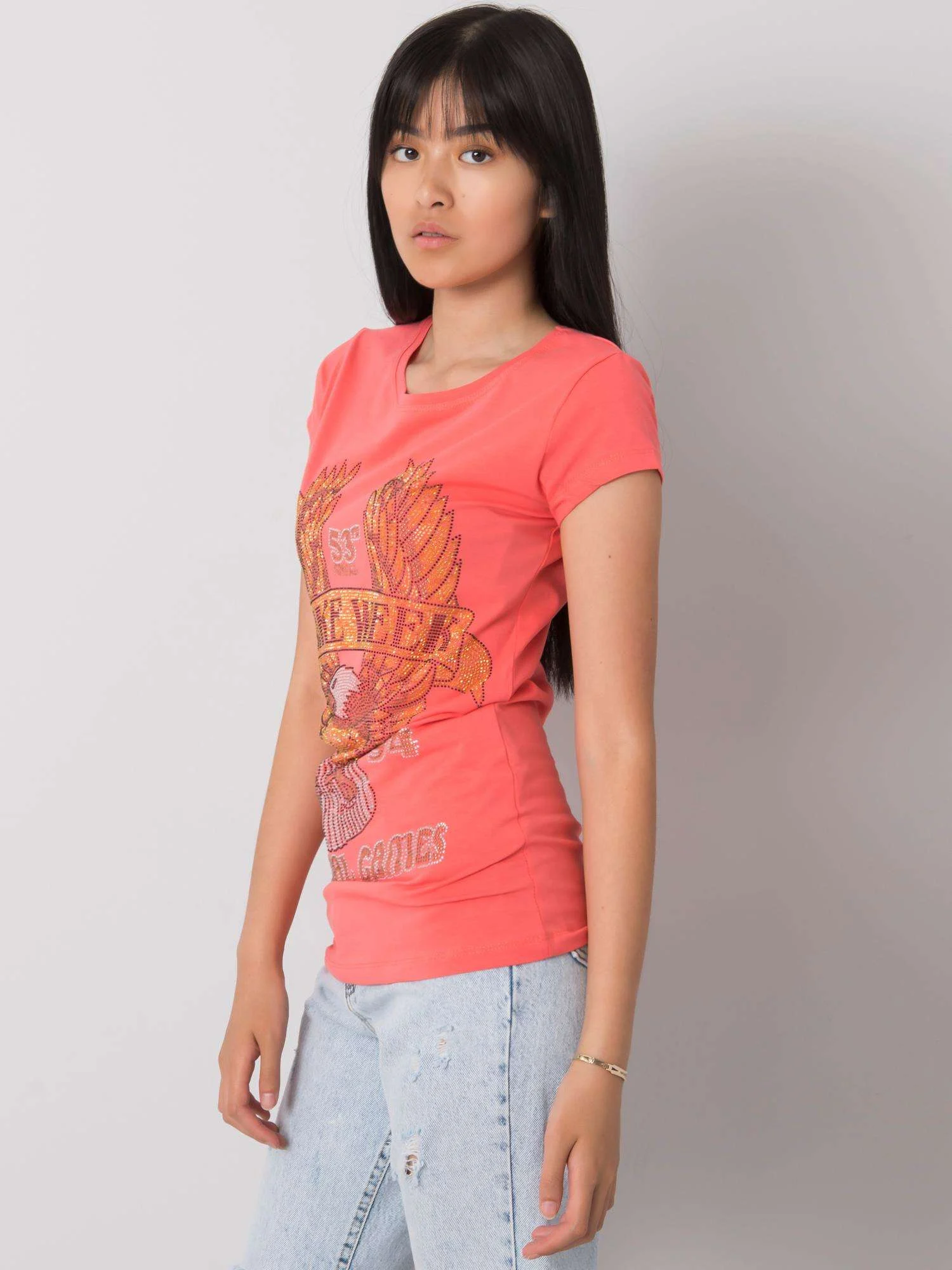 Tricou Dama Mini, Imprimat, ex moda, Coral - imagine 3