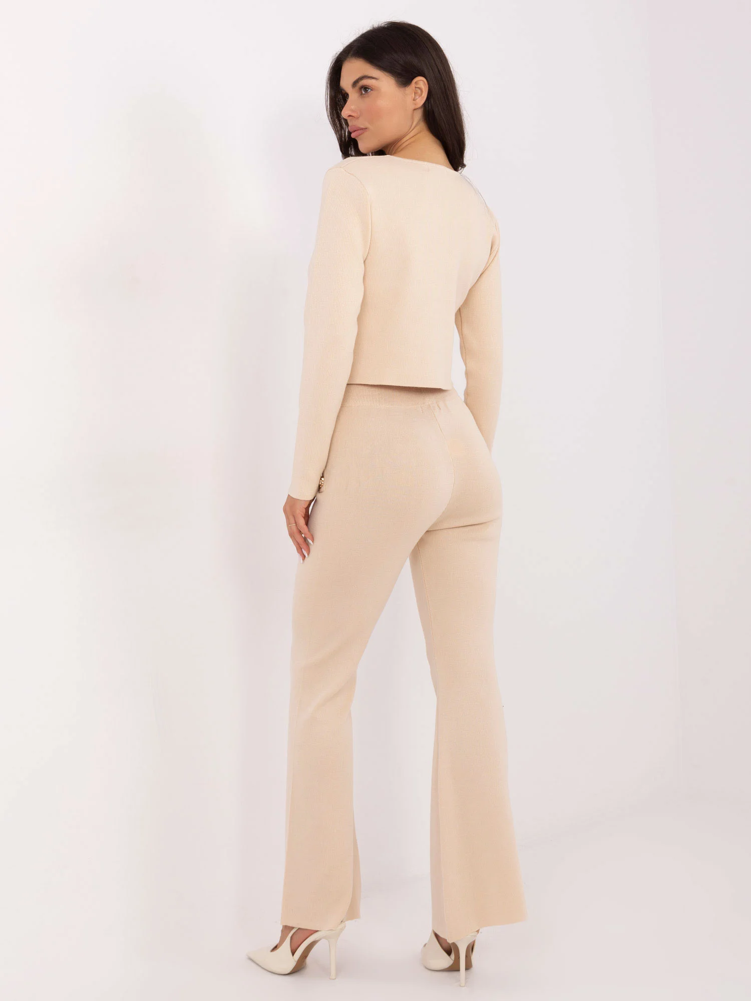 Compleu Dama Lunga, Elegant, Sheep, Bej Eleganta Office - imagine 3
