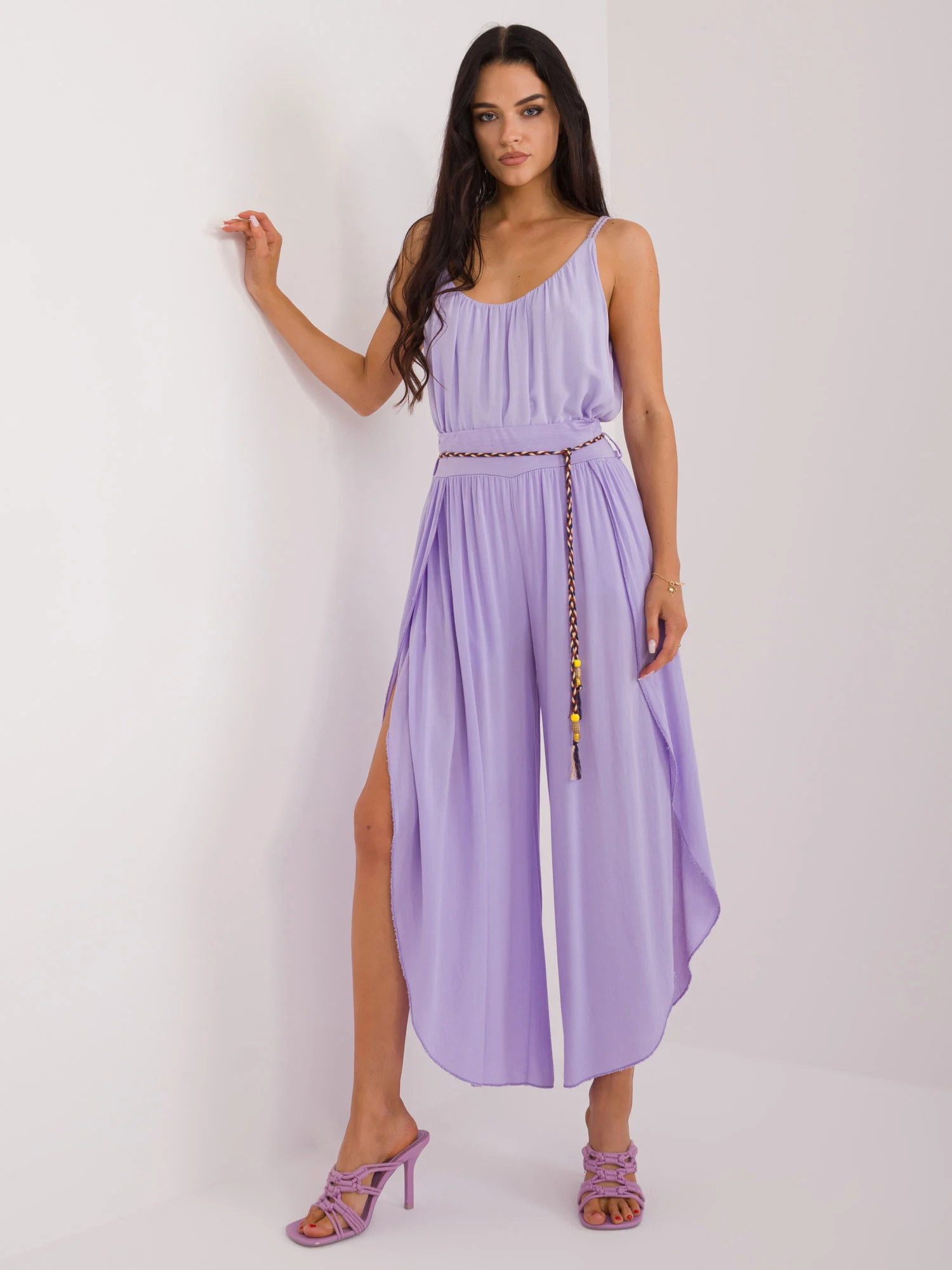 Pantaloni Dama Lejera, Guler inalt, Och Bella, Mov - imagine 2