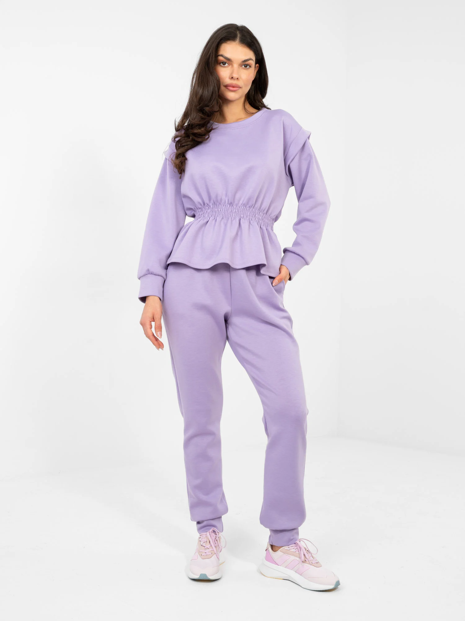 Compleu Dama Maneca lunga, Mansete elastice, RUE PARIS, Mov Eleganta Office - imagine 3