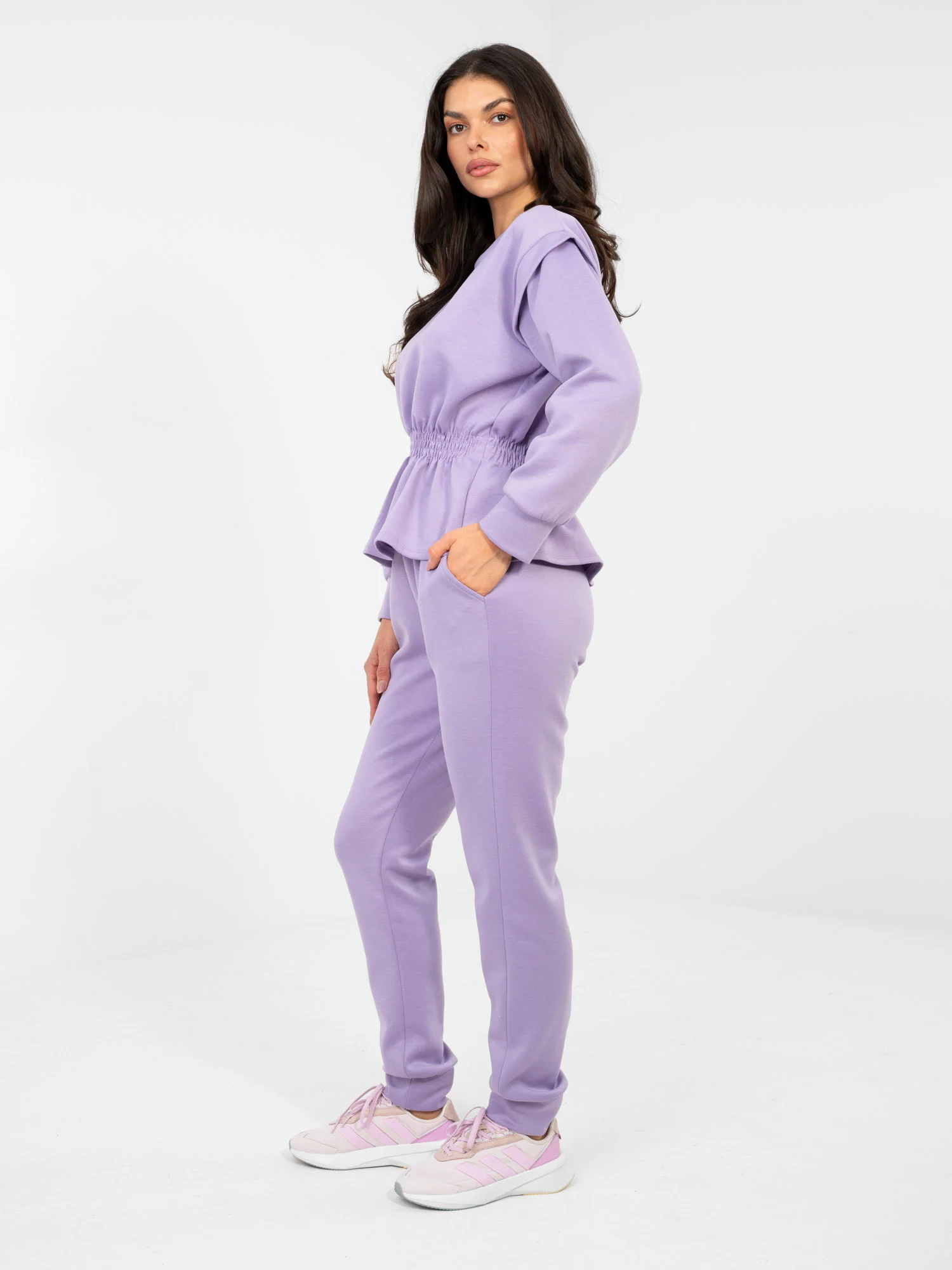 Compleu Dama Maneca lunga, Mansete elastice, RUE PARIS, Mov Eleganta Office - imagine 4