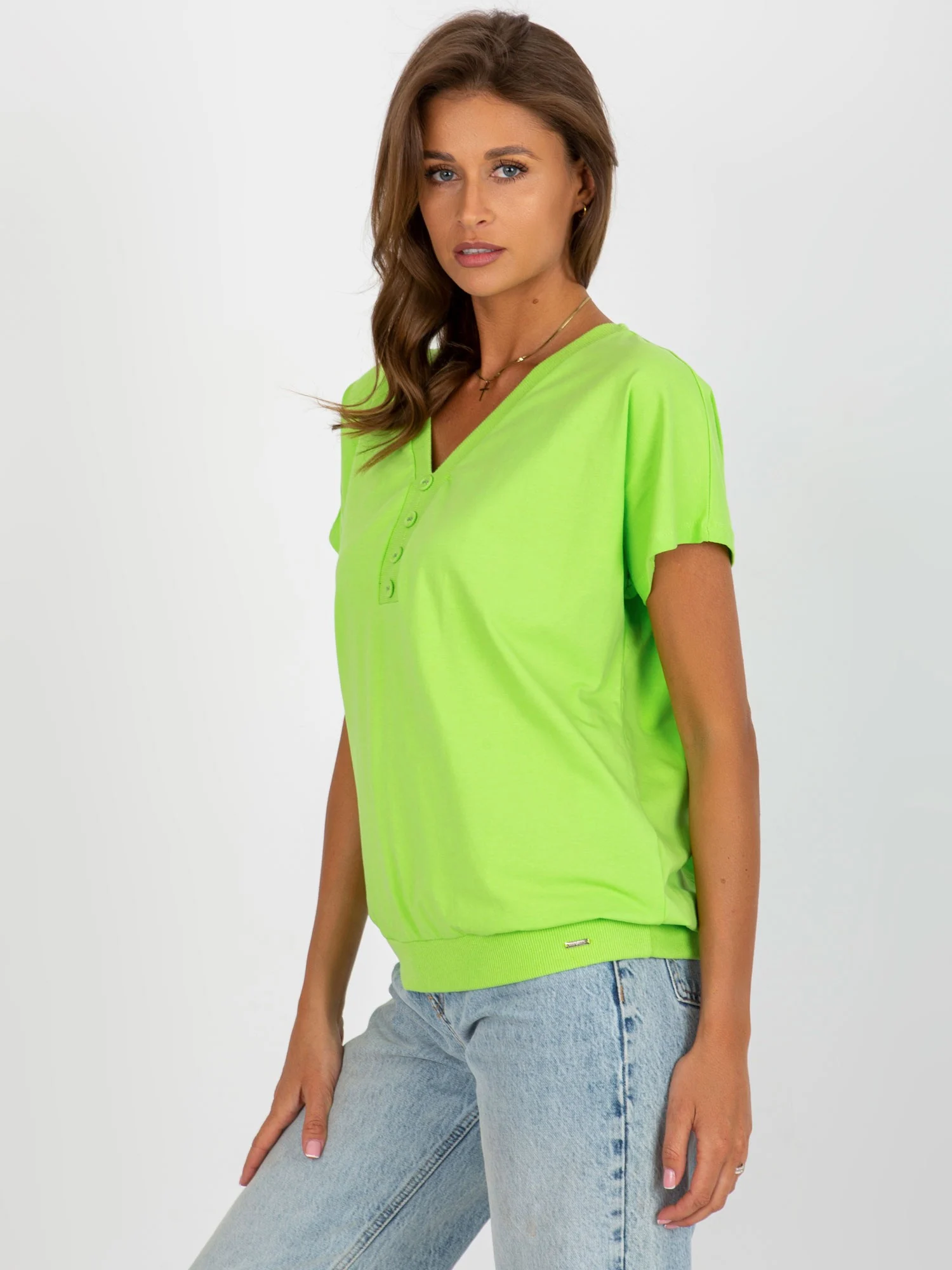 Bluza Dama Mini, Decolteu in V, RELEVANCE, Lime Casual - imagine 5