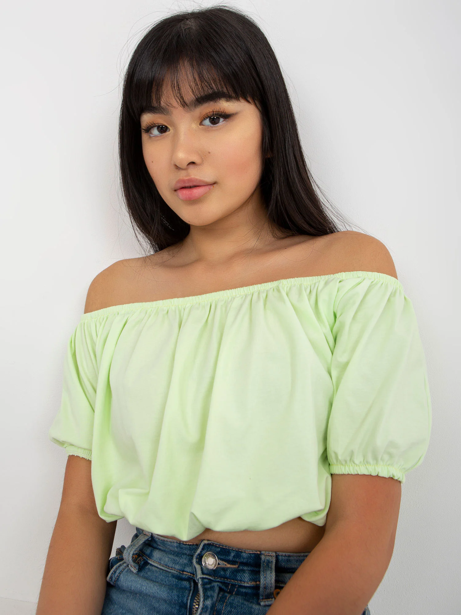 Bluza Dama Mini, Guler inalt, Lily Rose, Verde Casual - imagine 6