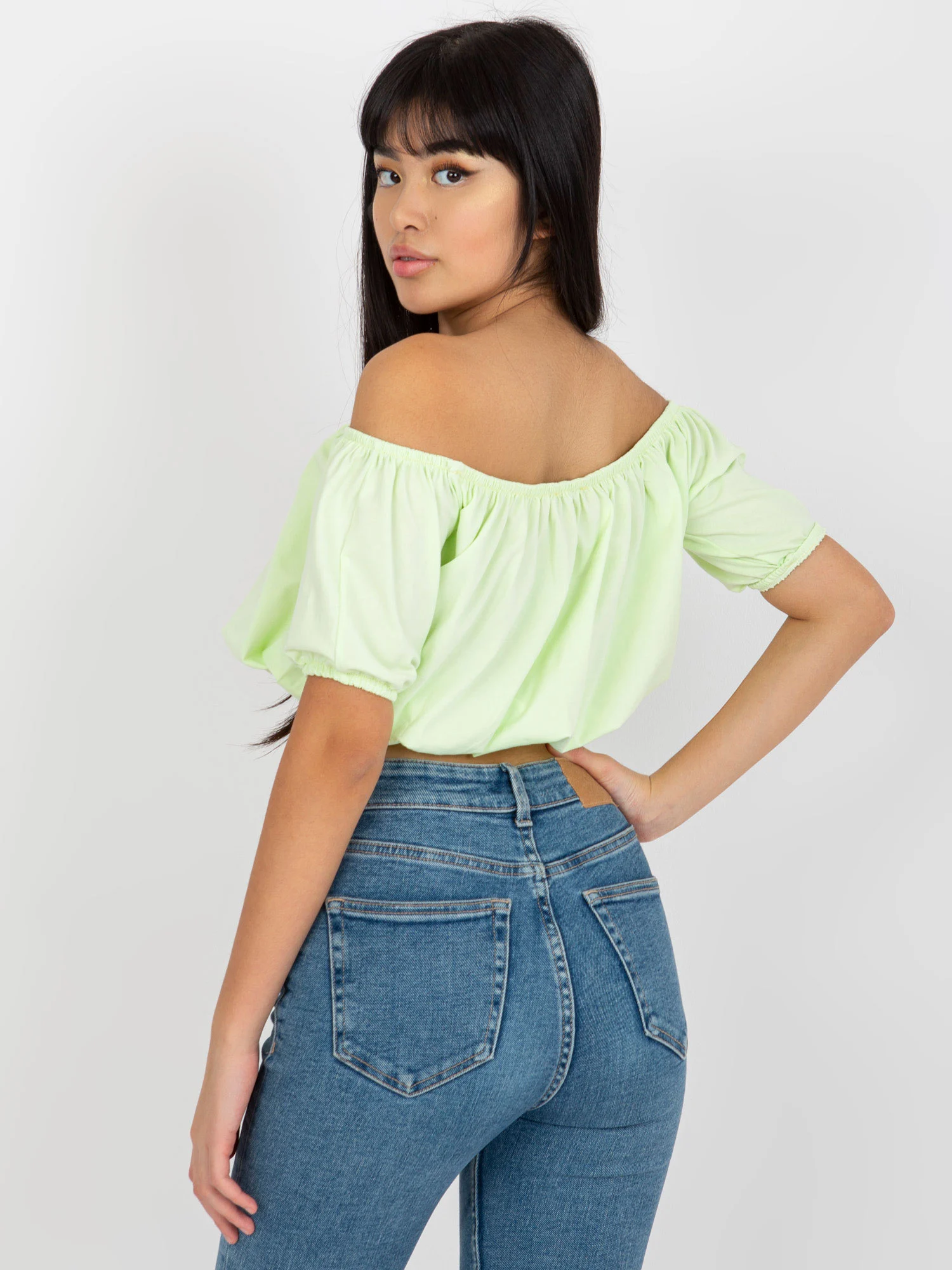 Bluza Dama Mini, Guler inalt, Lily Rose, Verde Casual - imagine 5