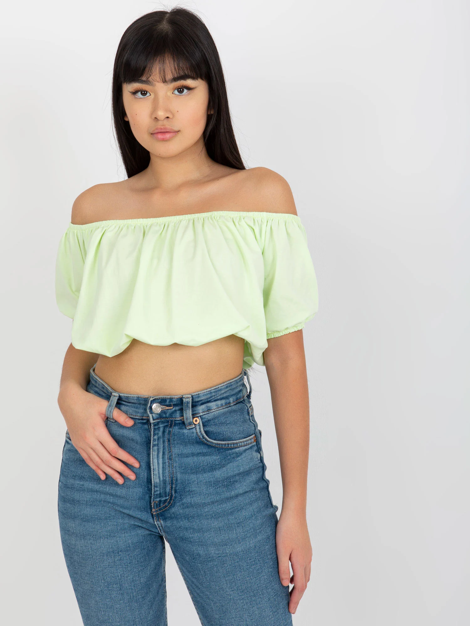 Bluza Dama Mini, Guler inalt, Lily Rose, Verde Casual - imagine 2