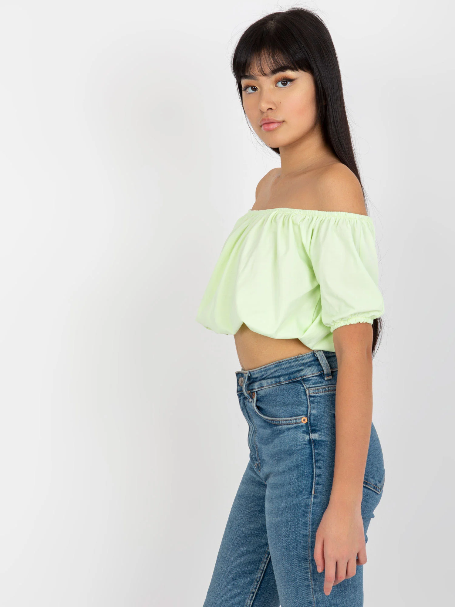 Bluza Dama Mini, Guler inalt, Lily Rose, Verde Casual - imagine 4
