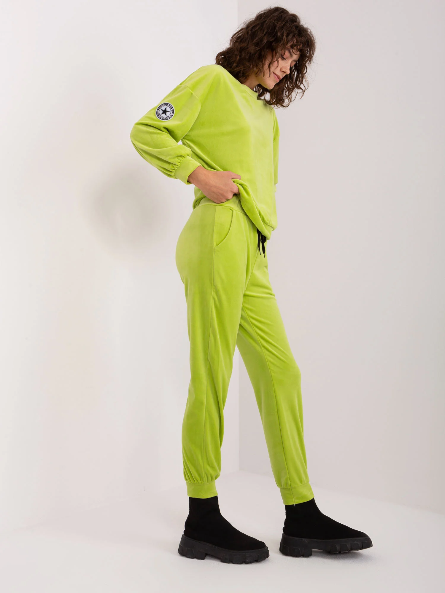 Compleu Dama Maneca lunga, Dreapta, ITALY MODA, Lime Casual - imagine 3