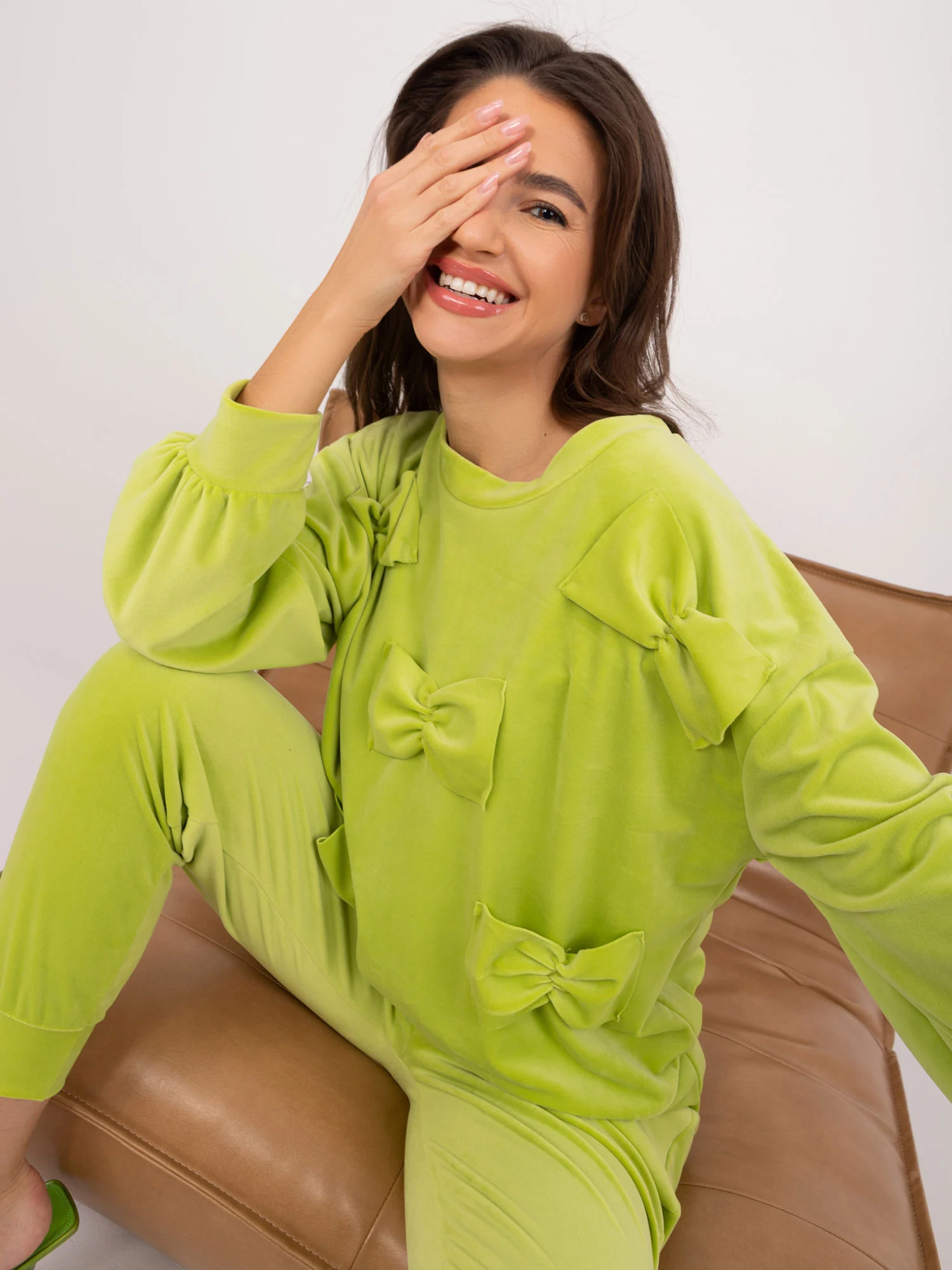 Compleu Dama Maneca lunga, Mansete elastice, ITALY MODA, Lime Casual - imagine 5