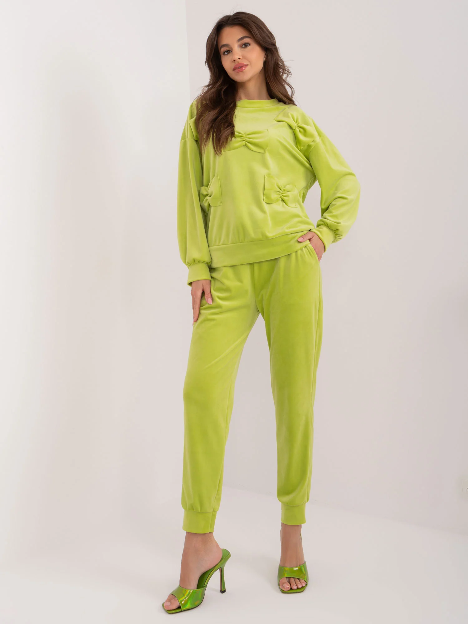 Compleu Dama Maneca lunga, Mansete elastice, ITALY MODA, Lime Casual - imagine 3