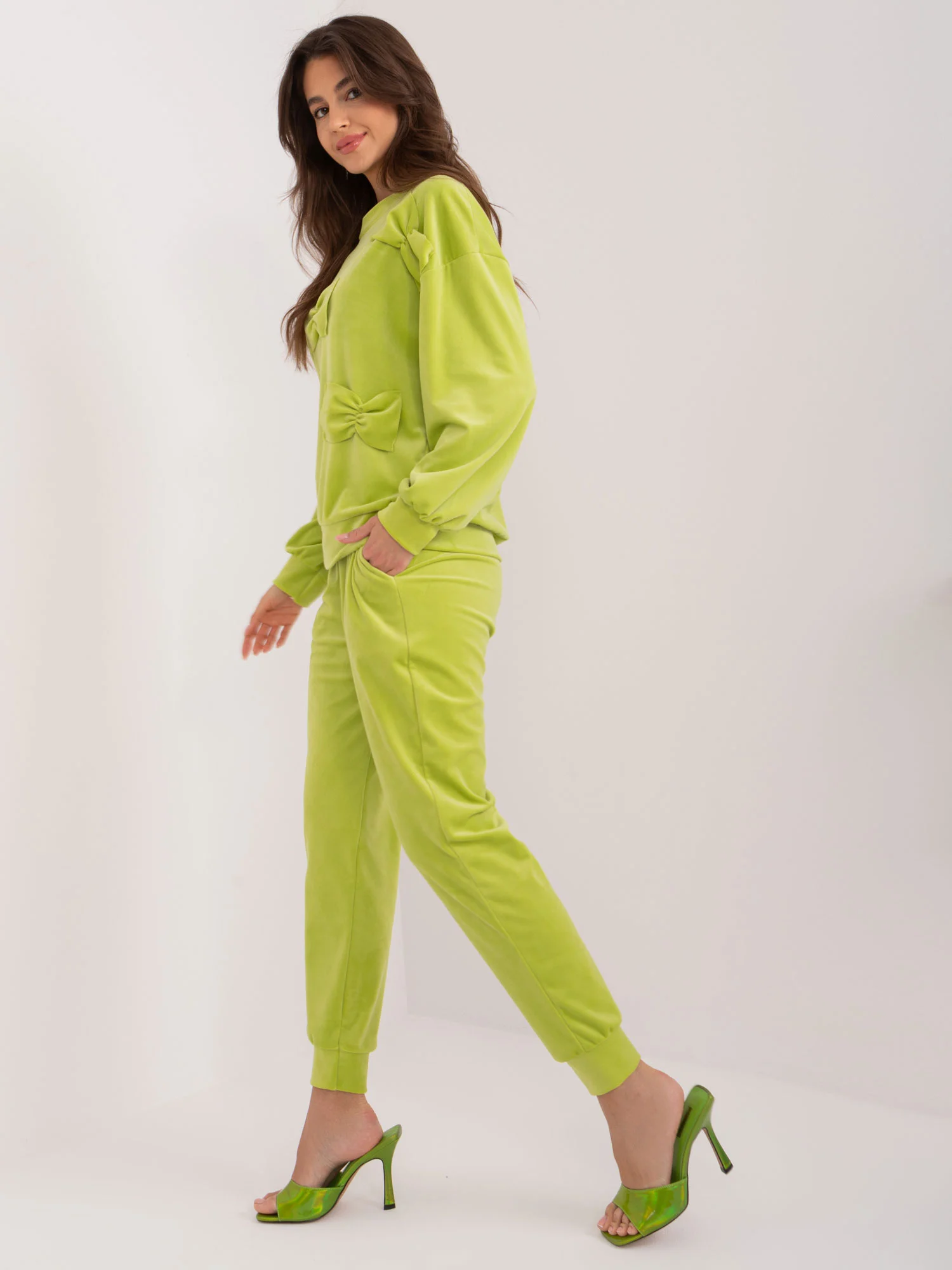 Compleu Dama Maneca lunga, Mansete elastice, ITALY MODA, Lime Casual - imagine 2