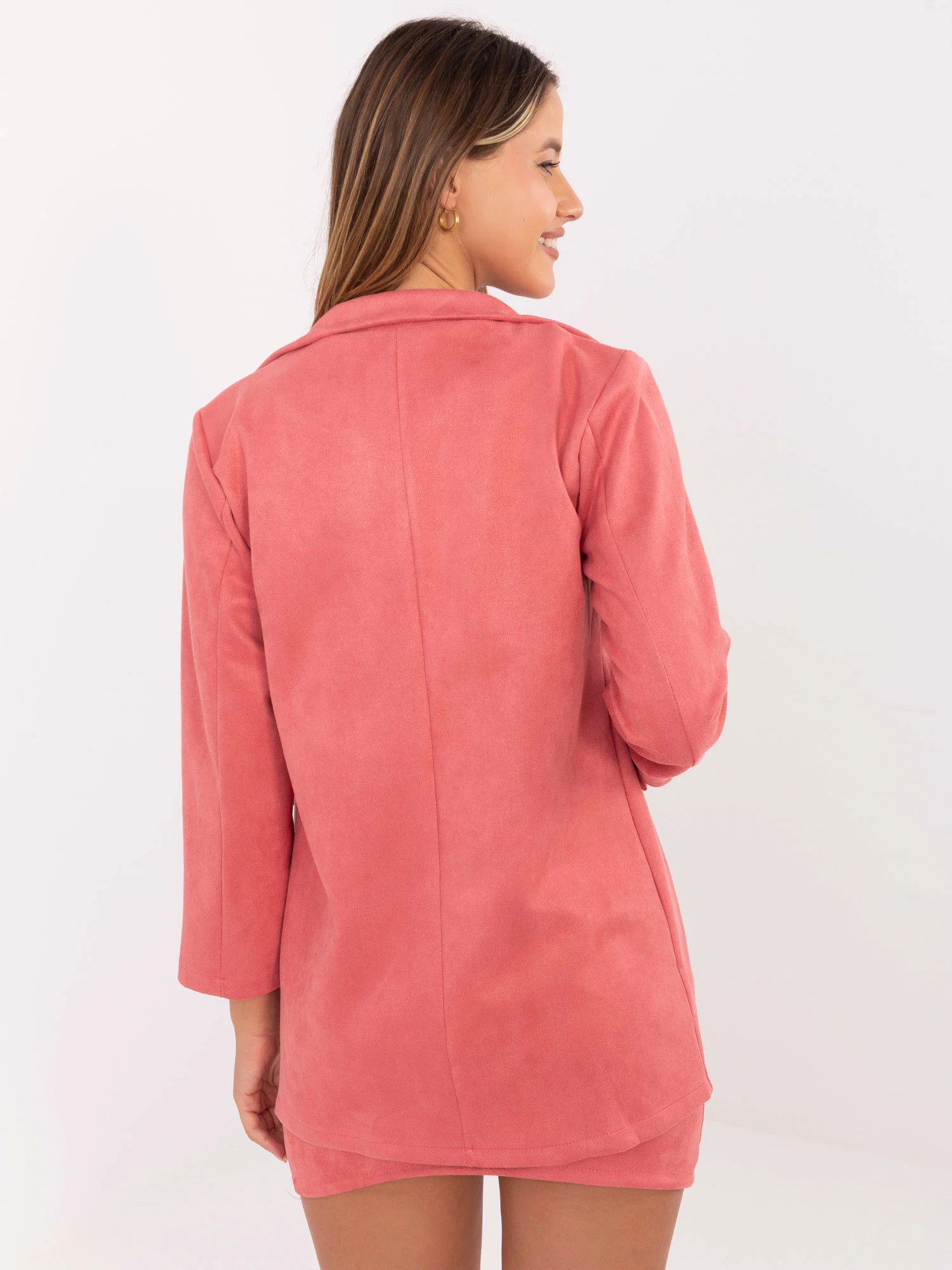 Sacou Dama Maneca lunga, Guler inalt, ITALY MODA, Roz Eleganta Office - imagine 4