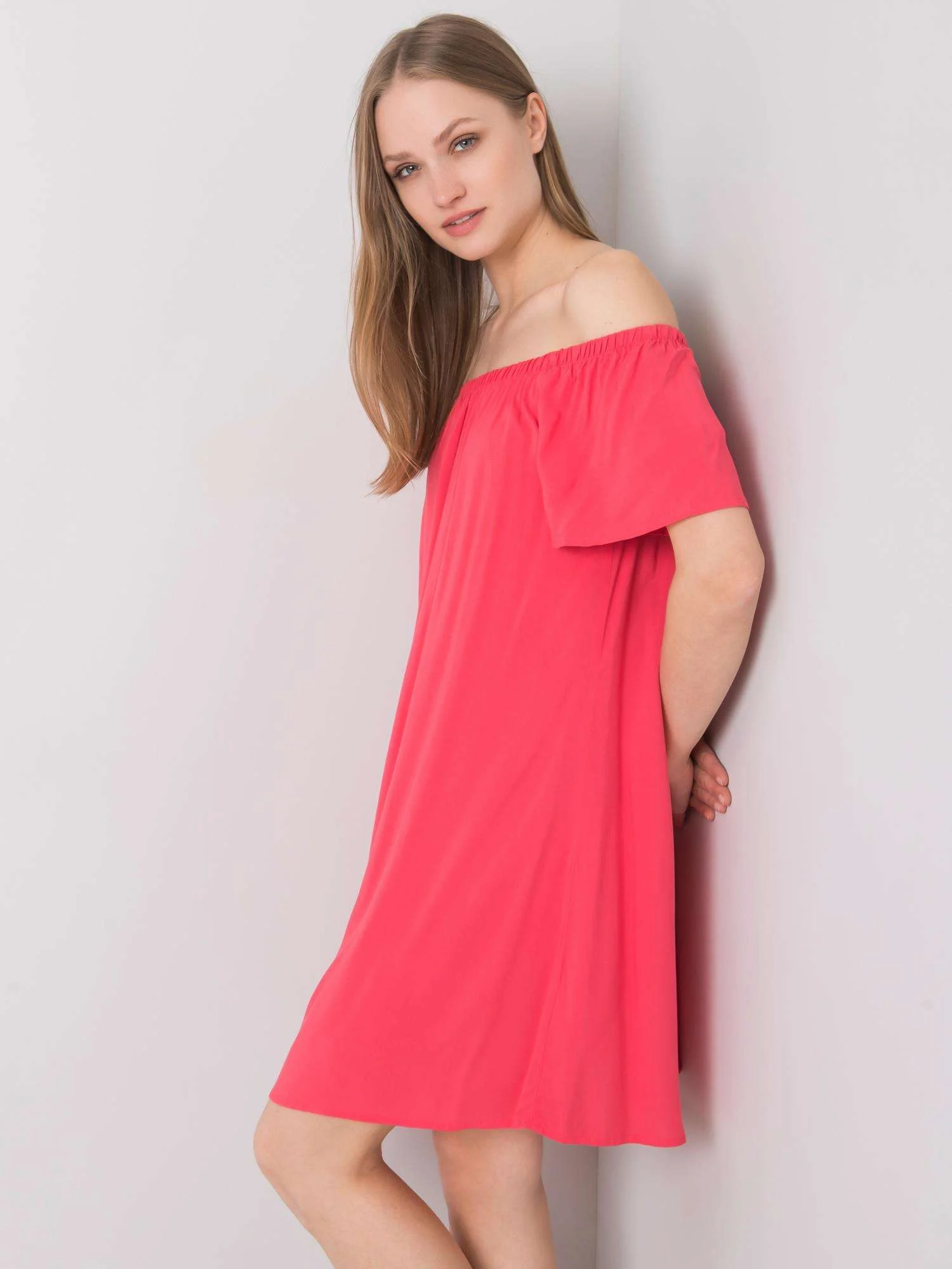Rochie Dama Mini, Pe umeri, Fresh Made, Coral Casual - imagine 5