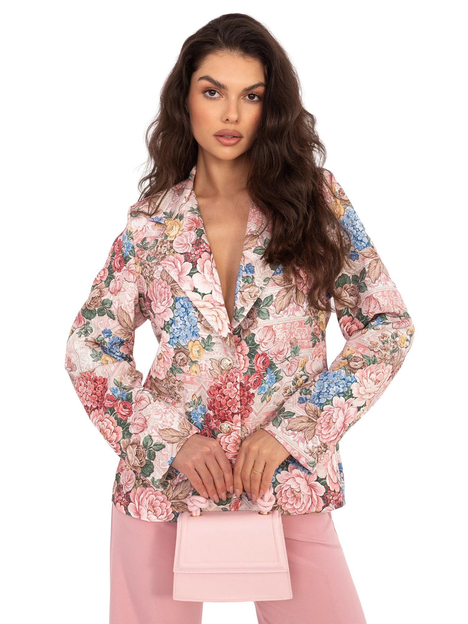 Sacou Dama Maneca lunga, Floral, ITALY MODA, Roz de Vara - imagine 7