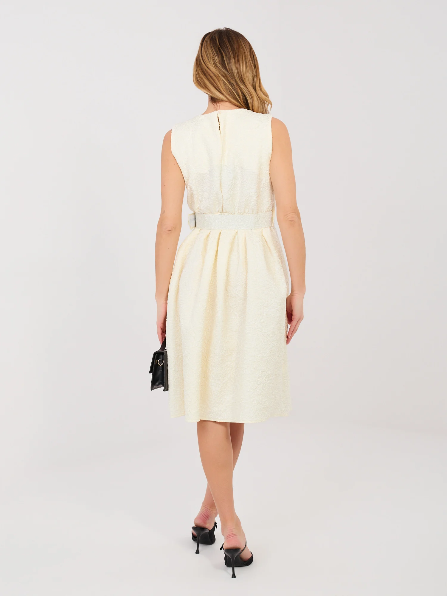 Rochie Dama Fara maneci, Imprimat, RUE PARIS, Ecru de Petrecere - imagine 2