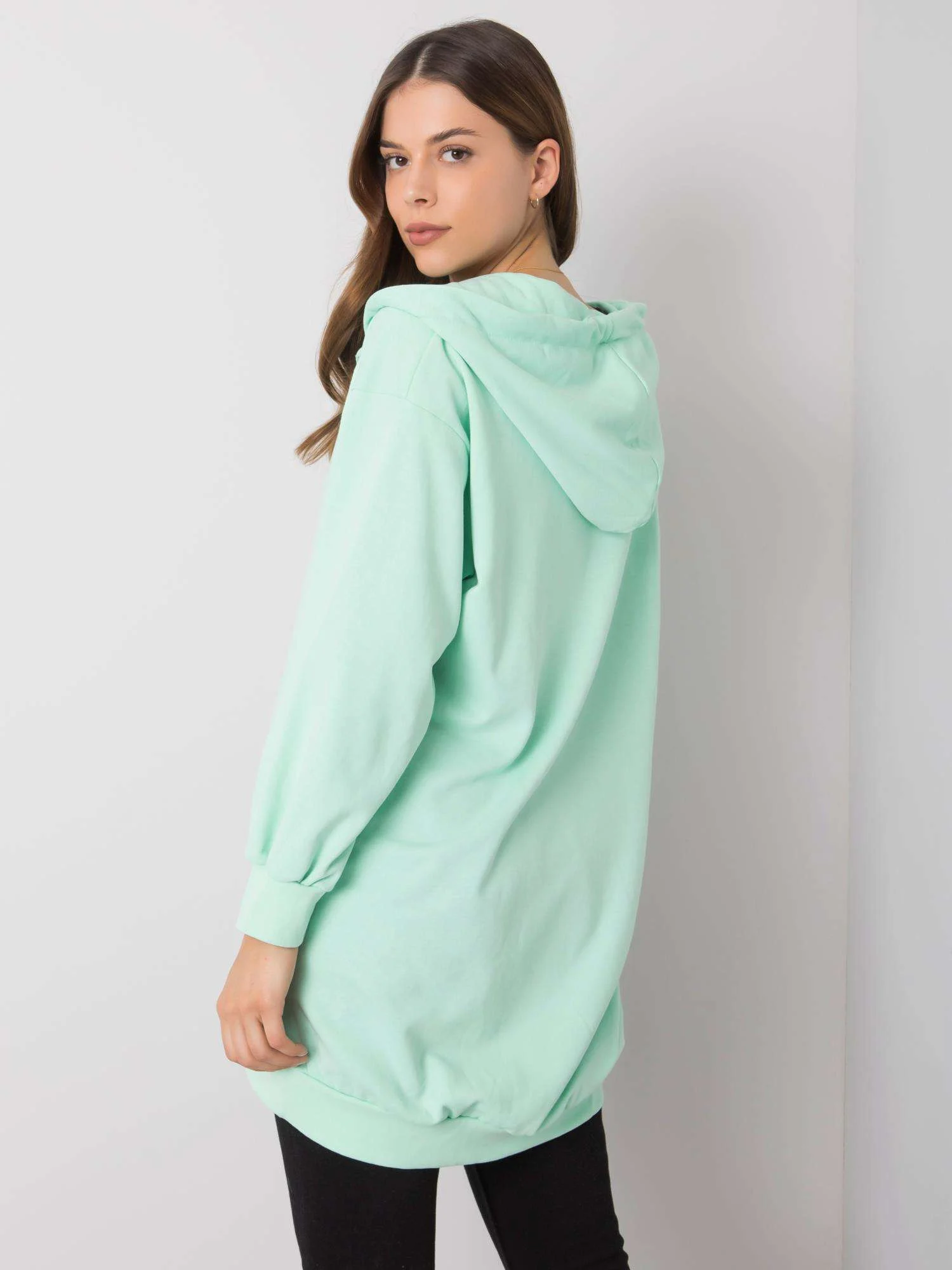 Hanorac Dama Maneca lunga, Decolteu in V, ex moda, Menta Casual - imagine 4
