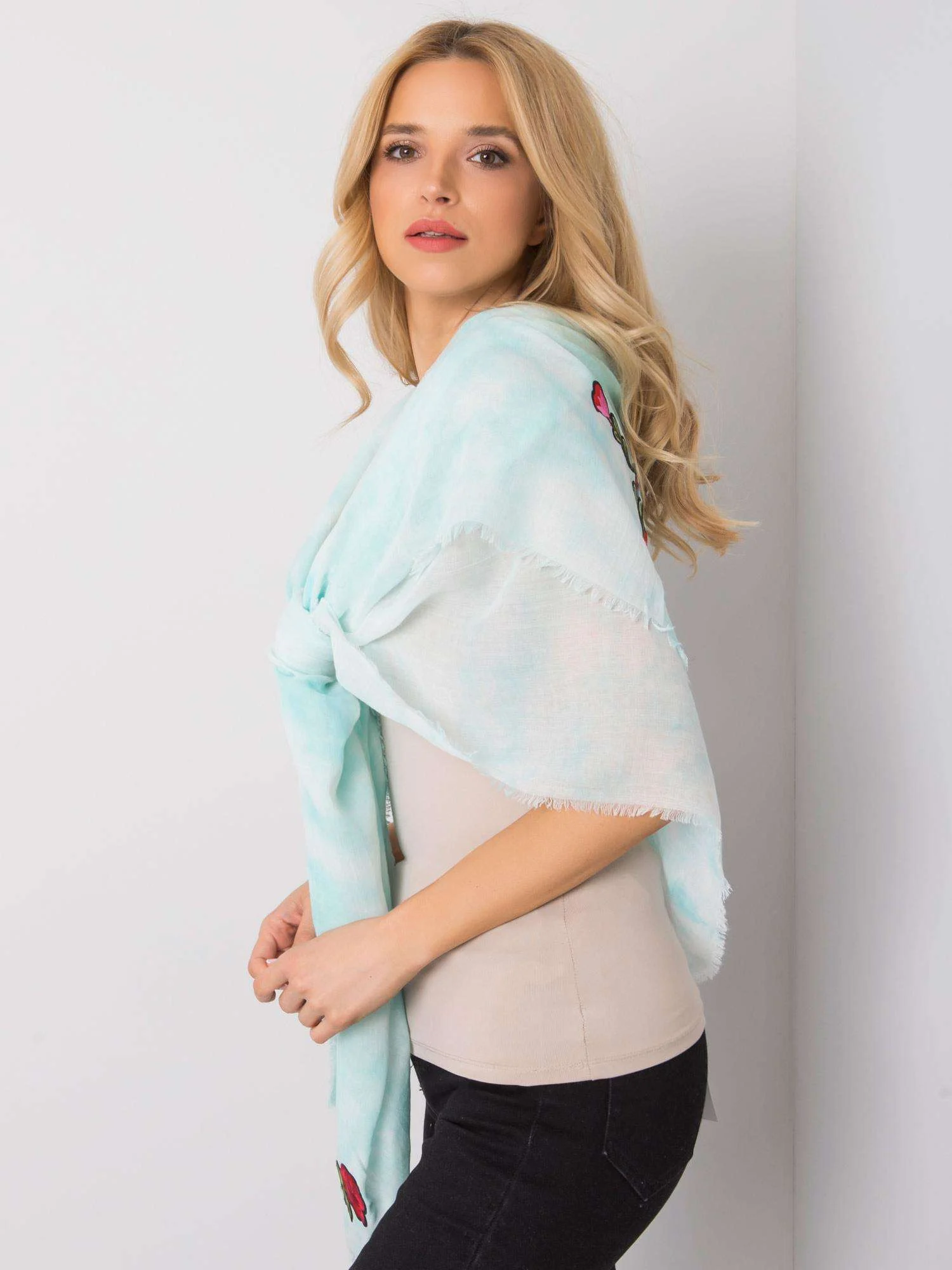Bandana Dama Imprimat, Viscoza, Fashion Hunters, Menta - imagine 2