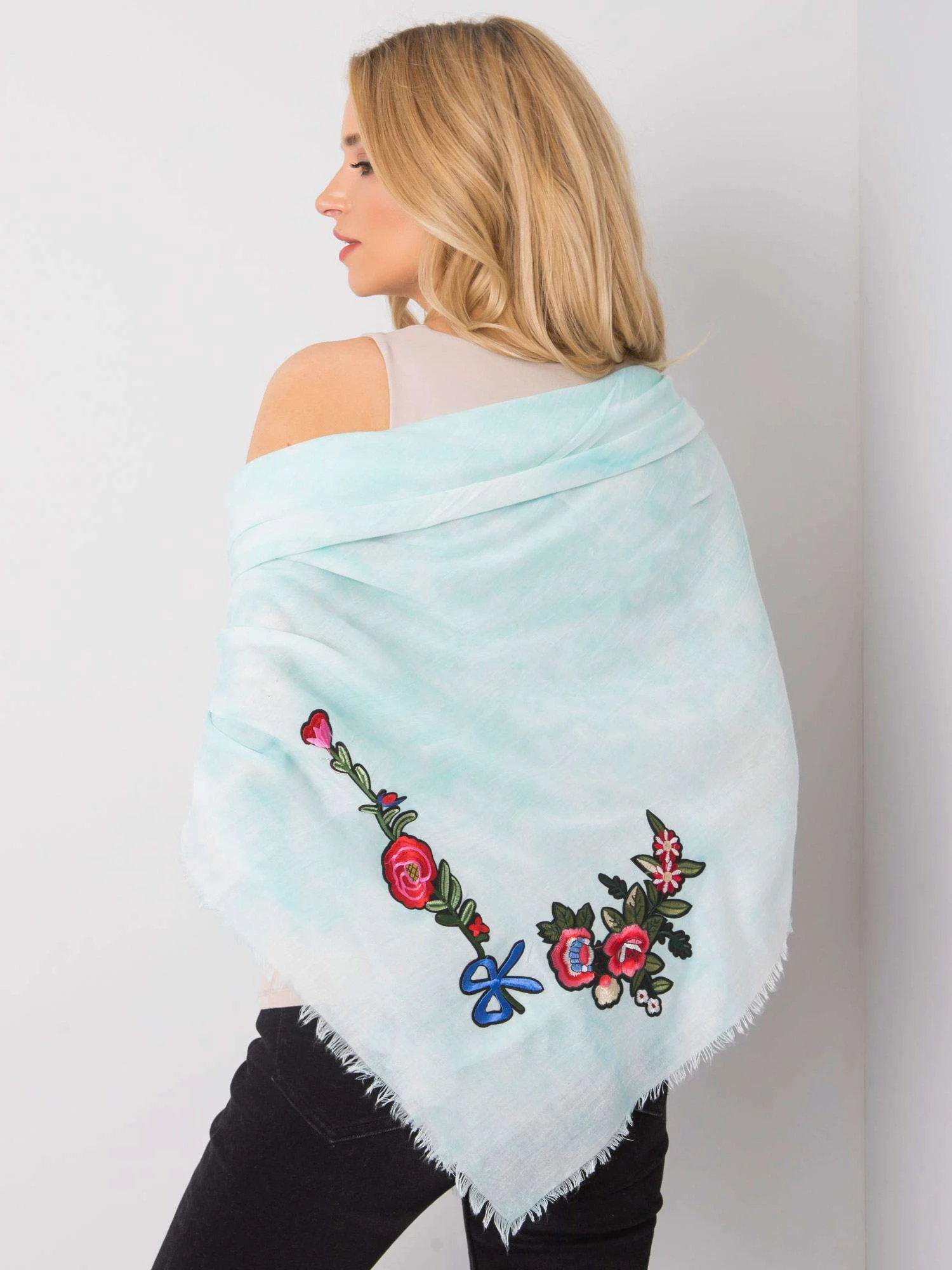 Bandana Dama Imprimat, Viscoza, Fashion Hunters, Menta - imagine 3