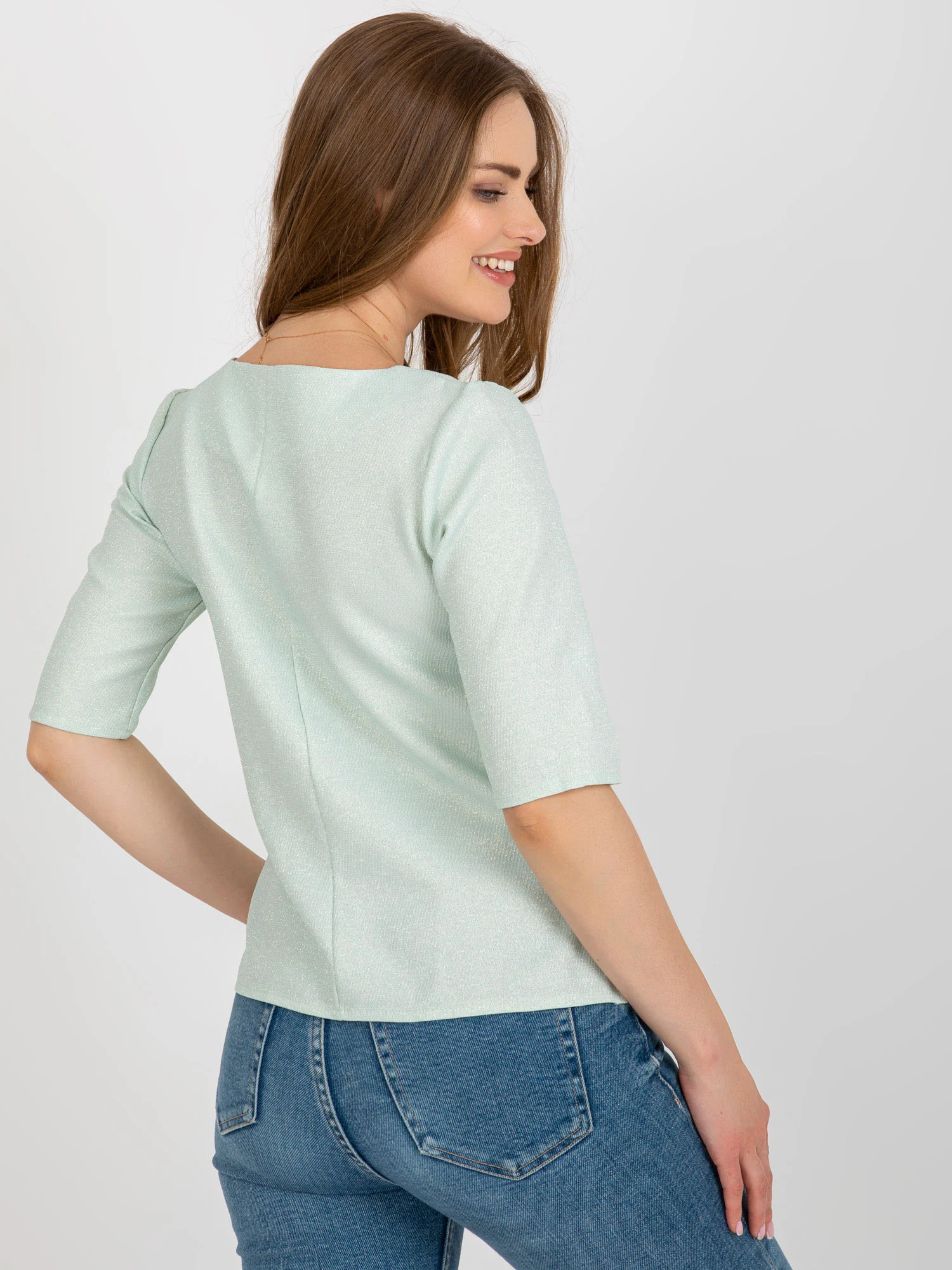 Bluza Dama Mini, Dantela, LAKERTA, Menta Eleganta Office - imagine 3