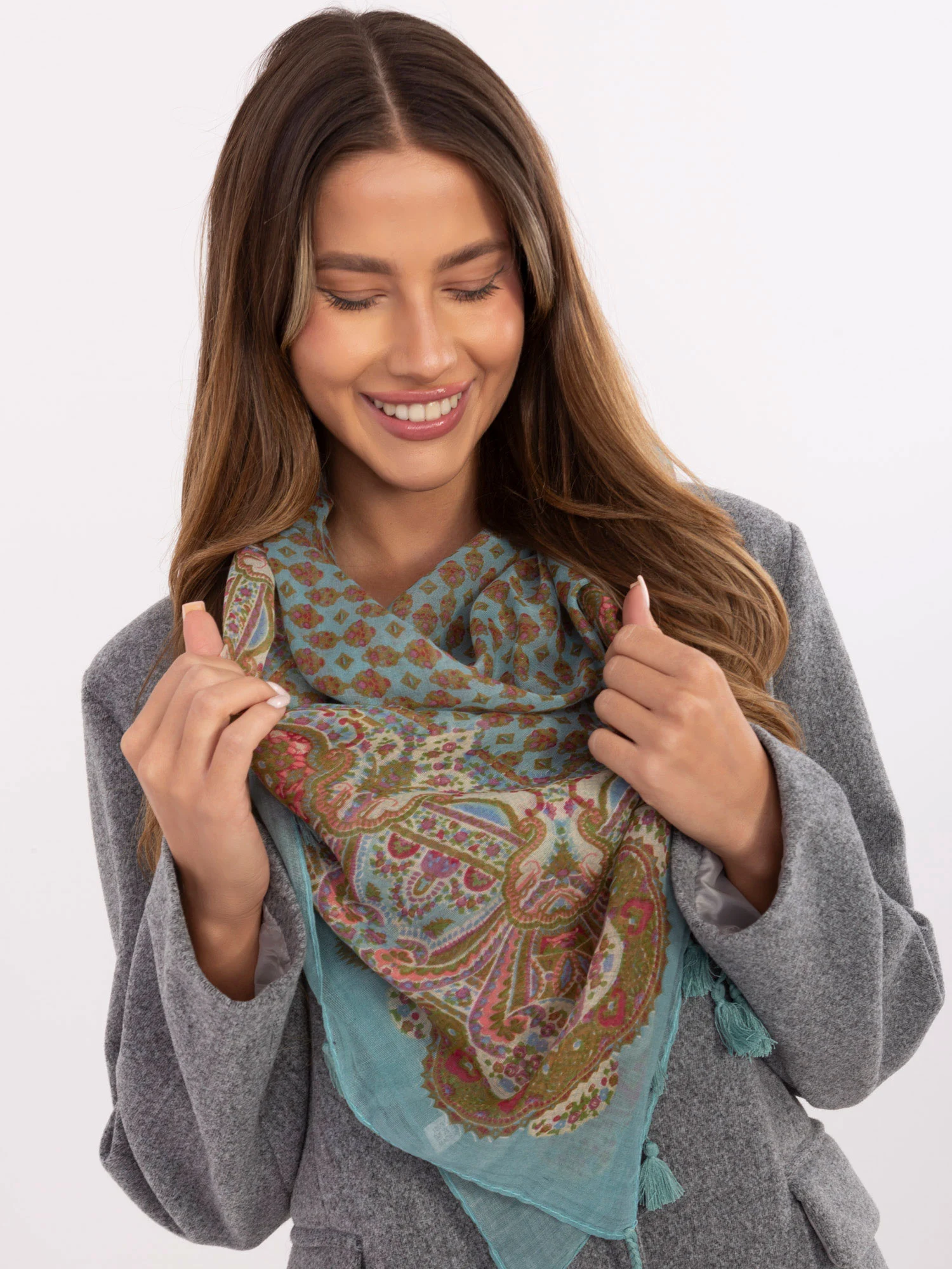 Bandana Dama Imprimat, Viscoza, Fashion Hunters, Menta - imagine 3