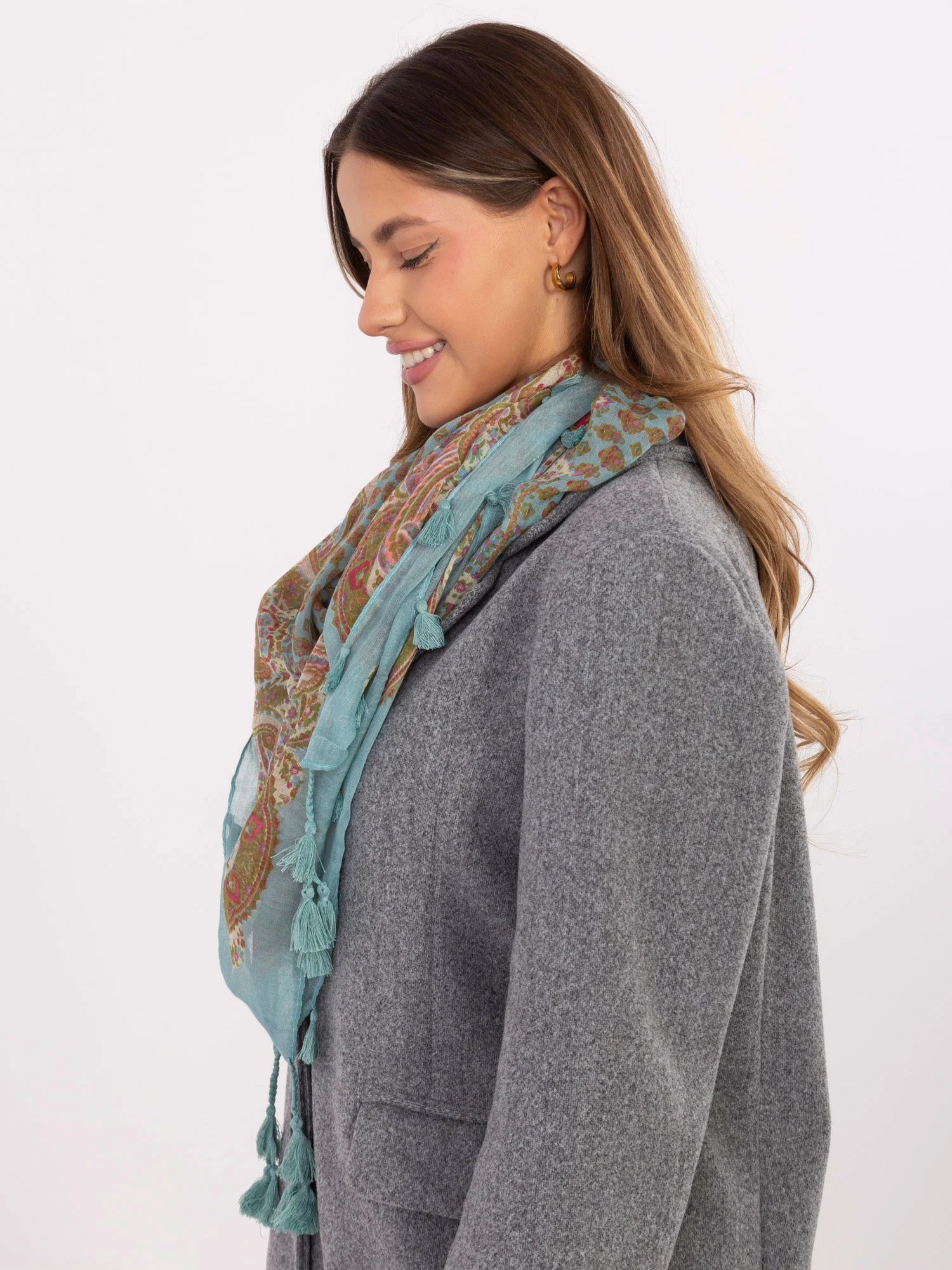 Bandana Dama Imprimat, Viscoza, Fashion Hunters, Menta - imagine 2
