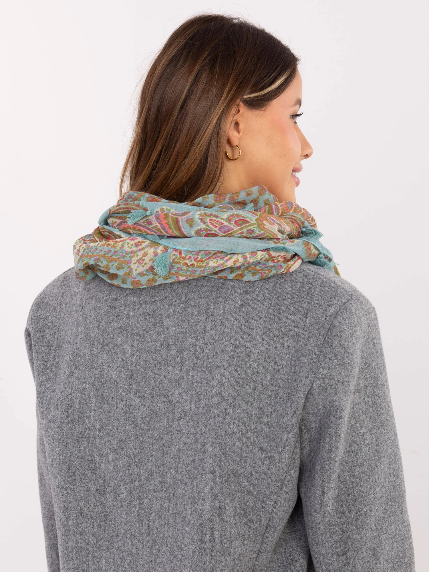 Bandana Dama Imprimat, Viscoza, Fashion Hunters, Menta - imagine 5