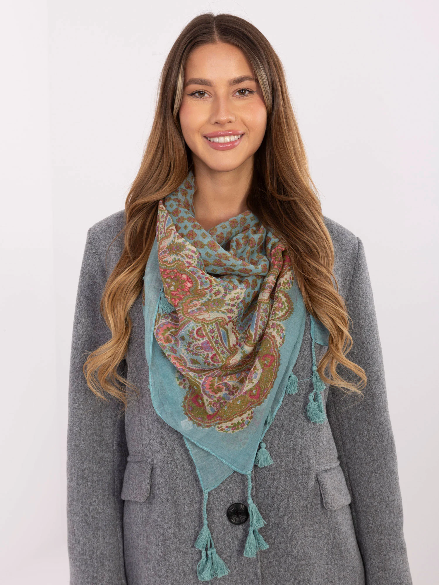 Bandana Dama Imprimat, Viscoza, Fashion Hunters, Menta - imagine 4