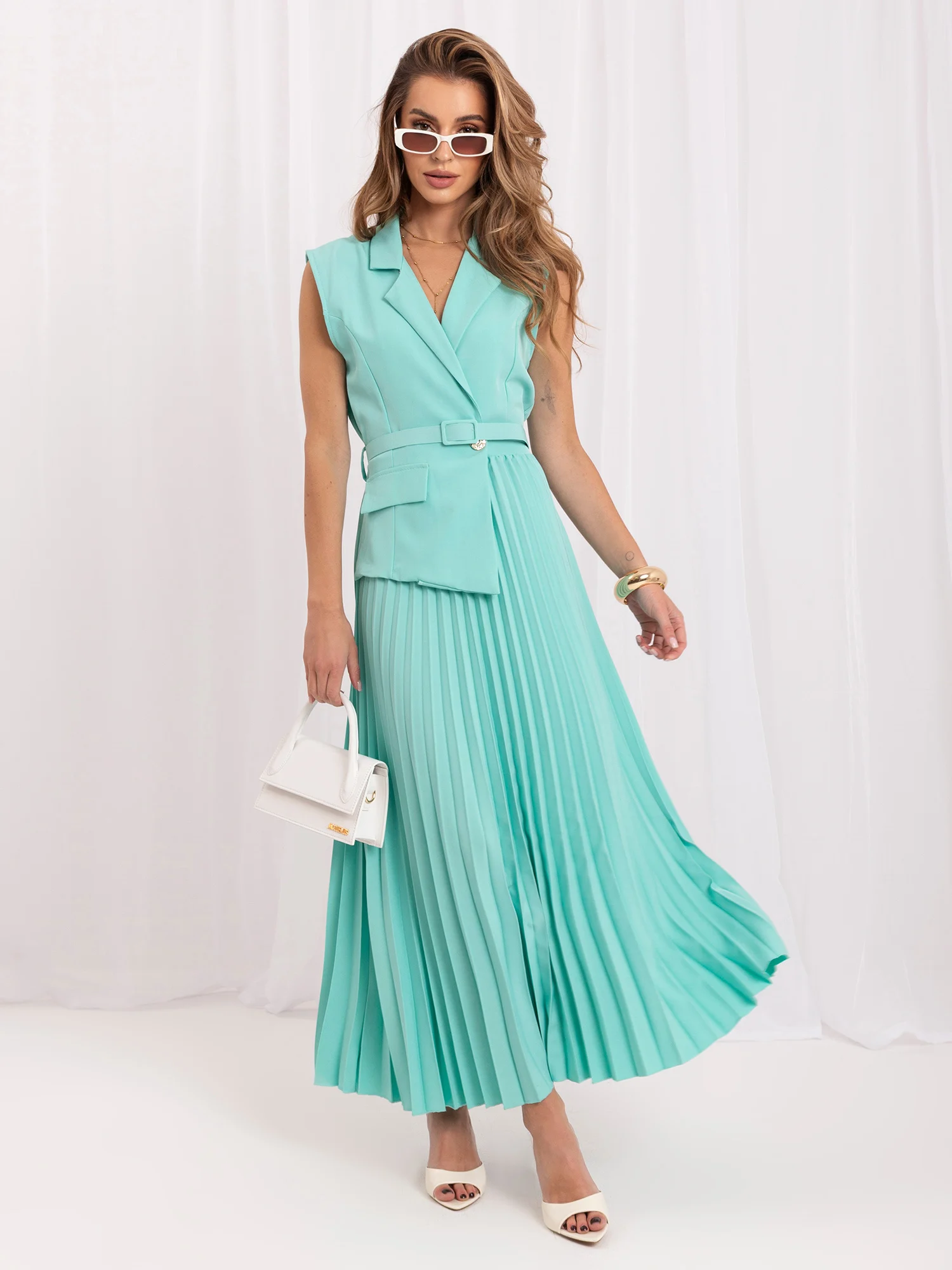 Rochie Dama Midi, Lejera, RUE PARIS, Menta de Petrecere - imagine 2