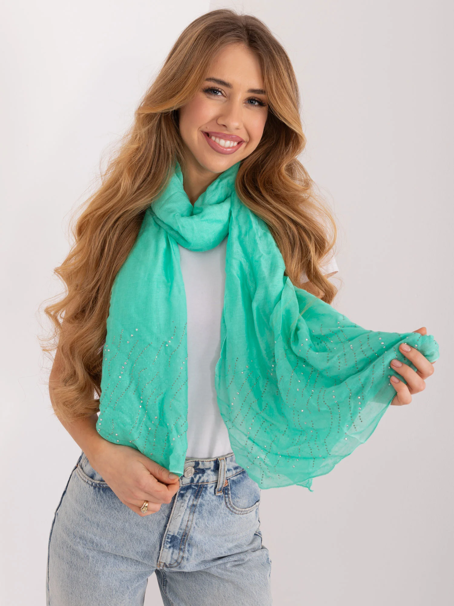 Bandana Dama Imprimat, Viscoza, Fashion Hunters, Menta - imagine 4