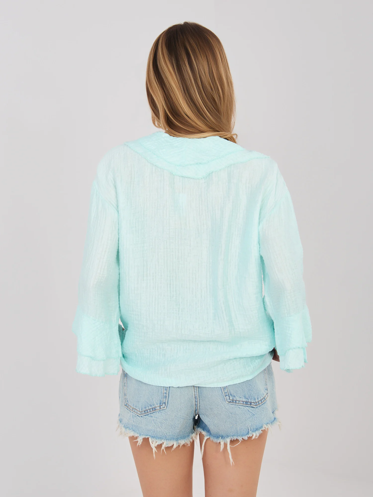 Camasa Dama Maneca lunga, Boho, ITALY MODA, Menta Eleganta Office - imagine 4