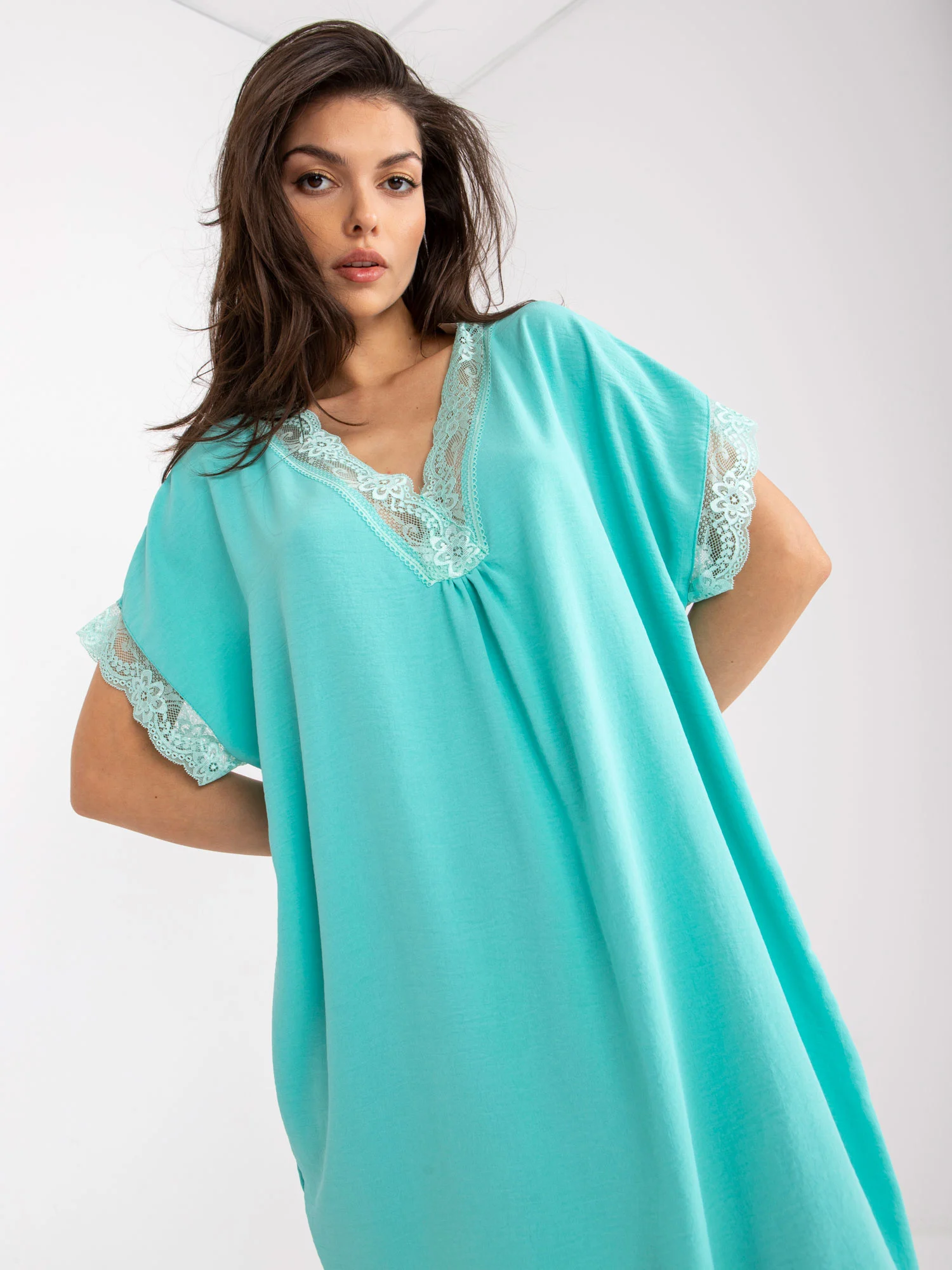 Rochie Dama Mini, Dantela, ITALY MODA, Menta - Image 5